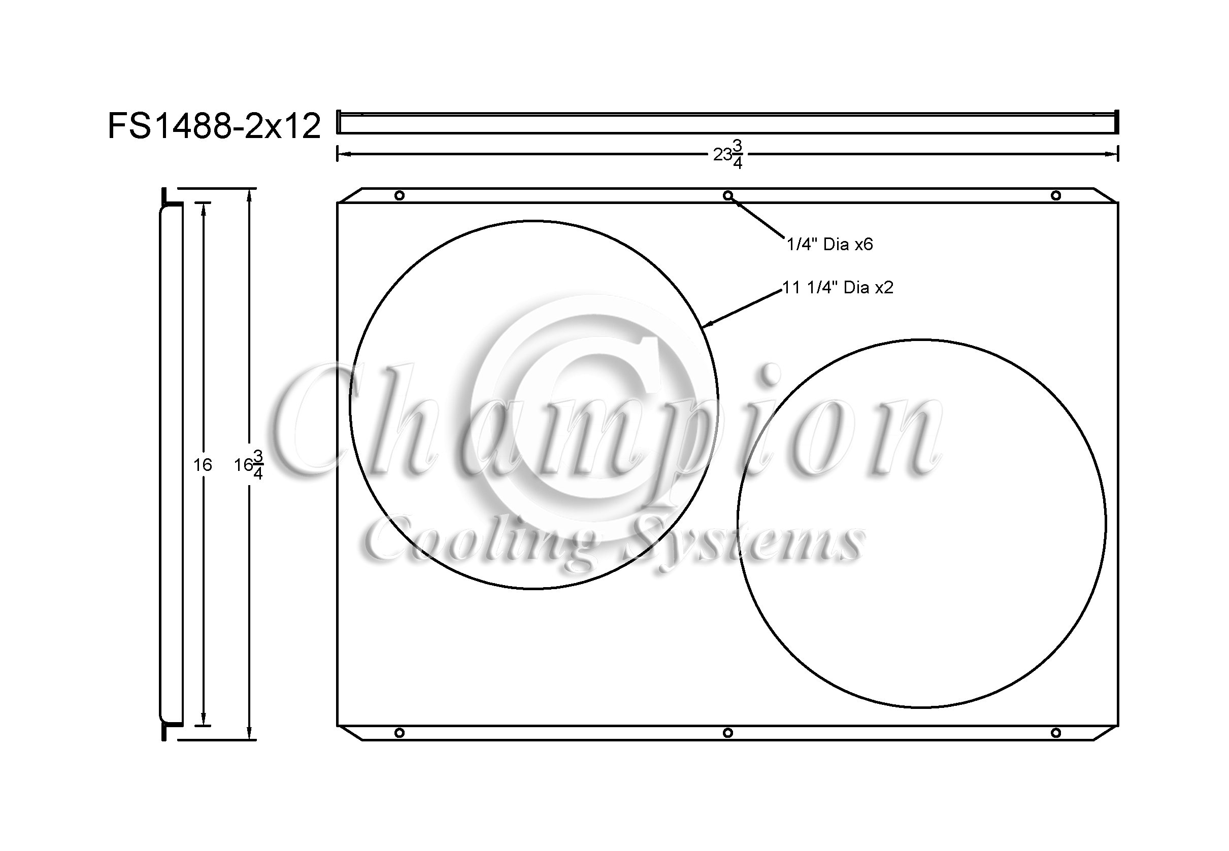 All Aluminum Fan Shroud Fits (2) 12" Fans for AE1488, EC1488, CC1488, MC1488