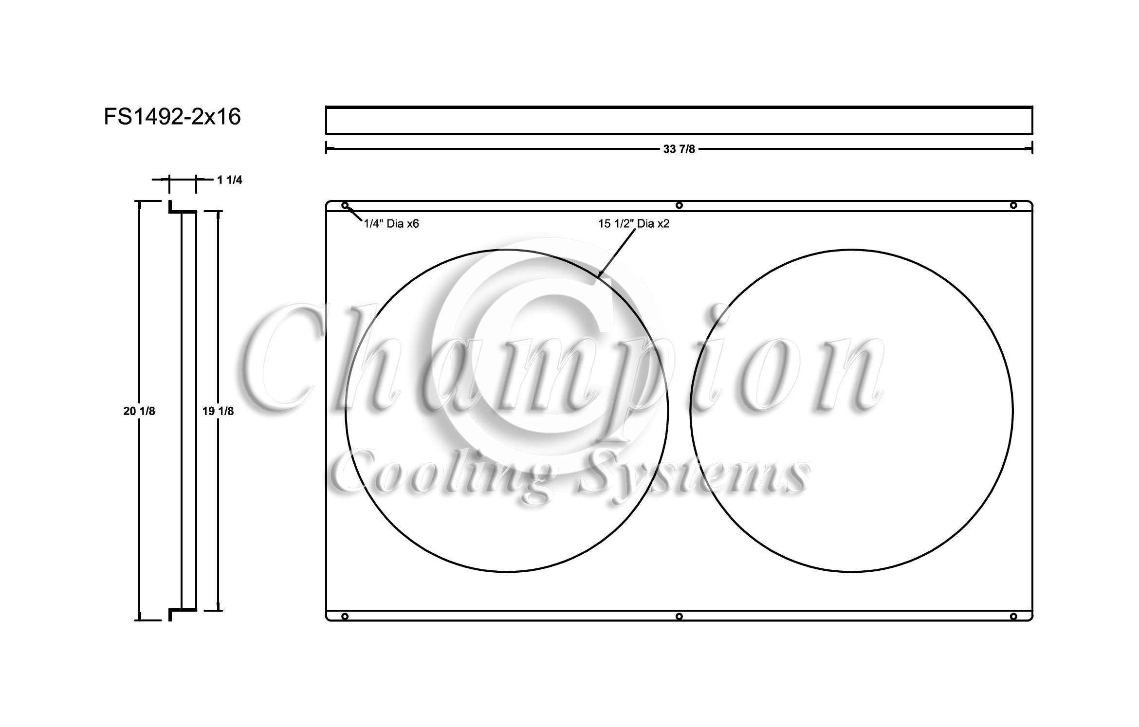All Aluminum Fan Shroud Fits (2) 16" Fans for CC1492