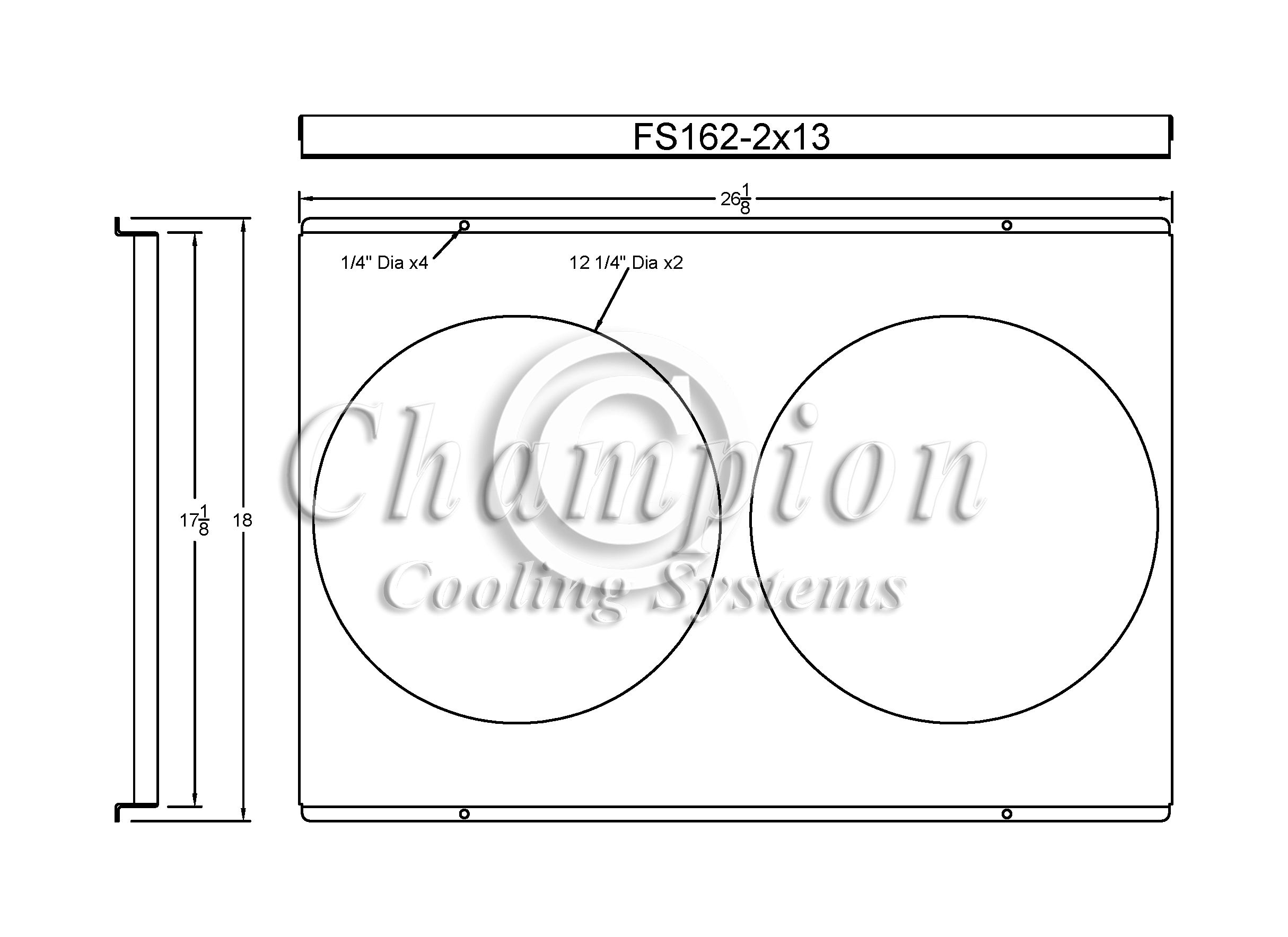 All Aluminum Fan Shroud Fits (2) 12" Fans for AE162, EC162, CC162, MC162, CC162DP, CC162-M