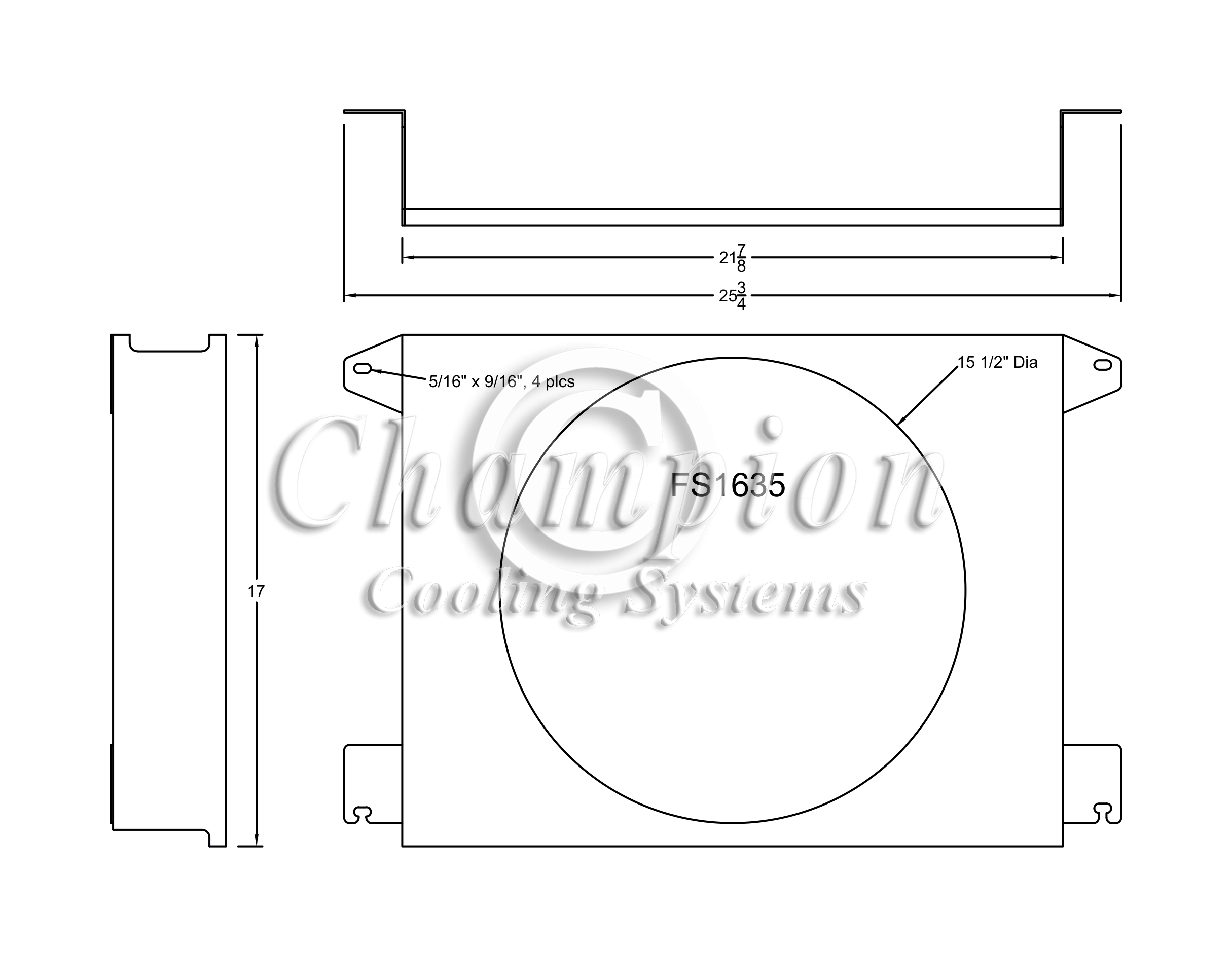 All Aluminum Fan Shroud Fits Single 16" Fan for AE1635, EC1635, CC1635, MC1635