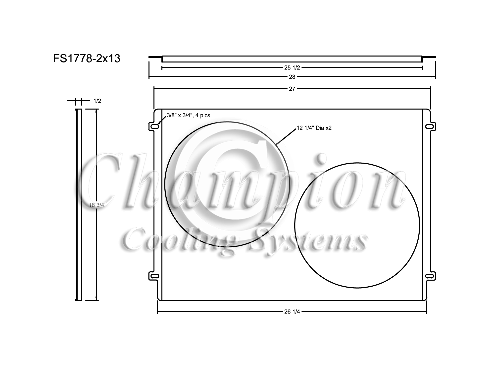 All Aluminum Fan Shroud Fits (2) 13" Fans for CC1778