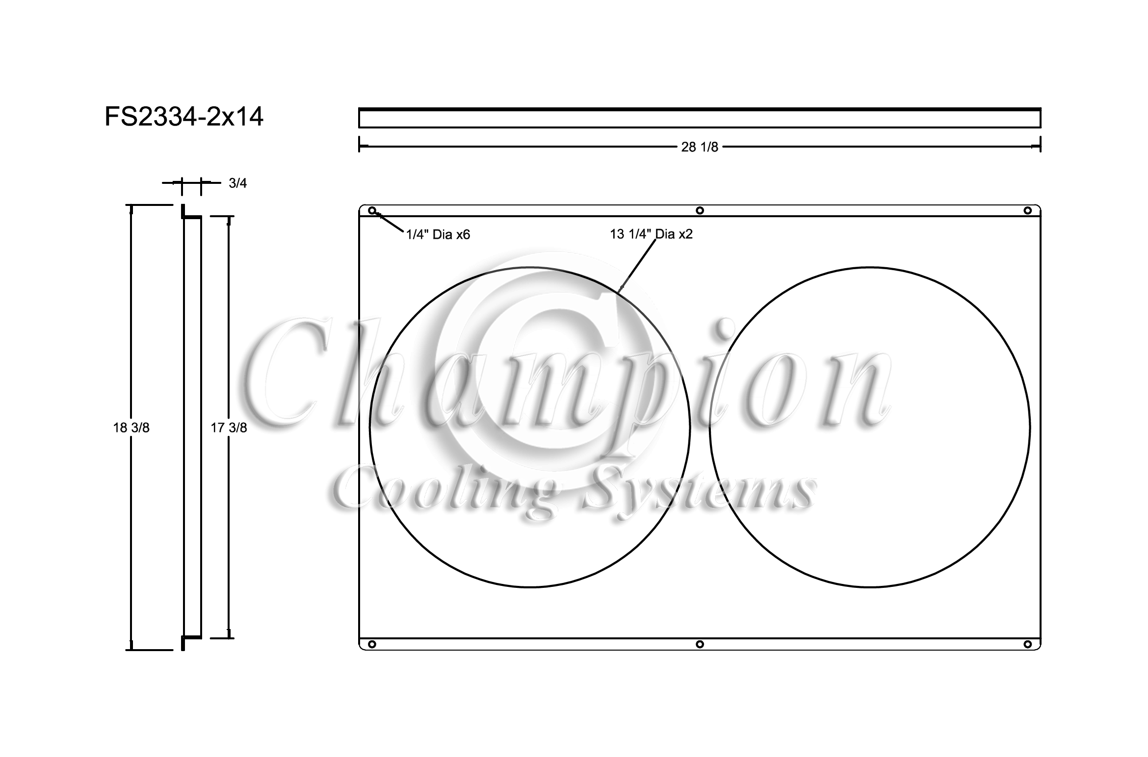 All Aluminum Fan Shroud Fits (2) 14" Fans for EC2334