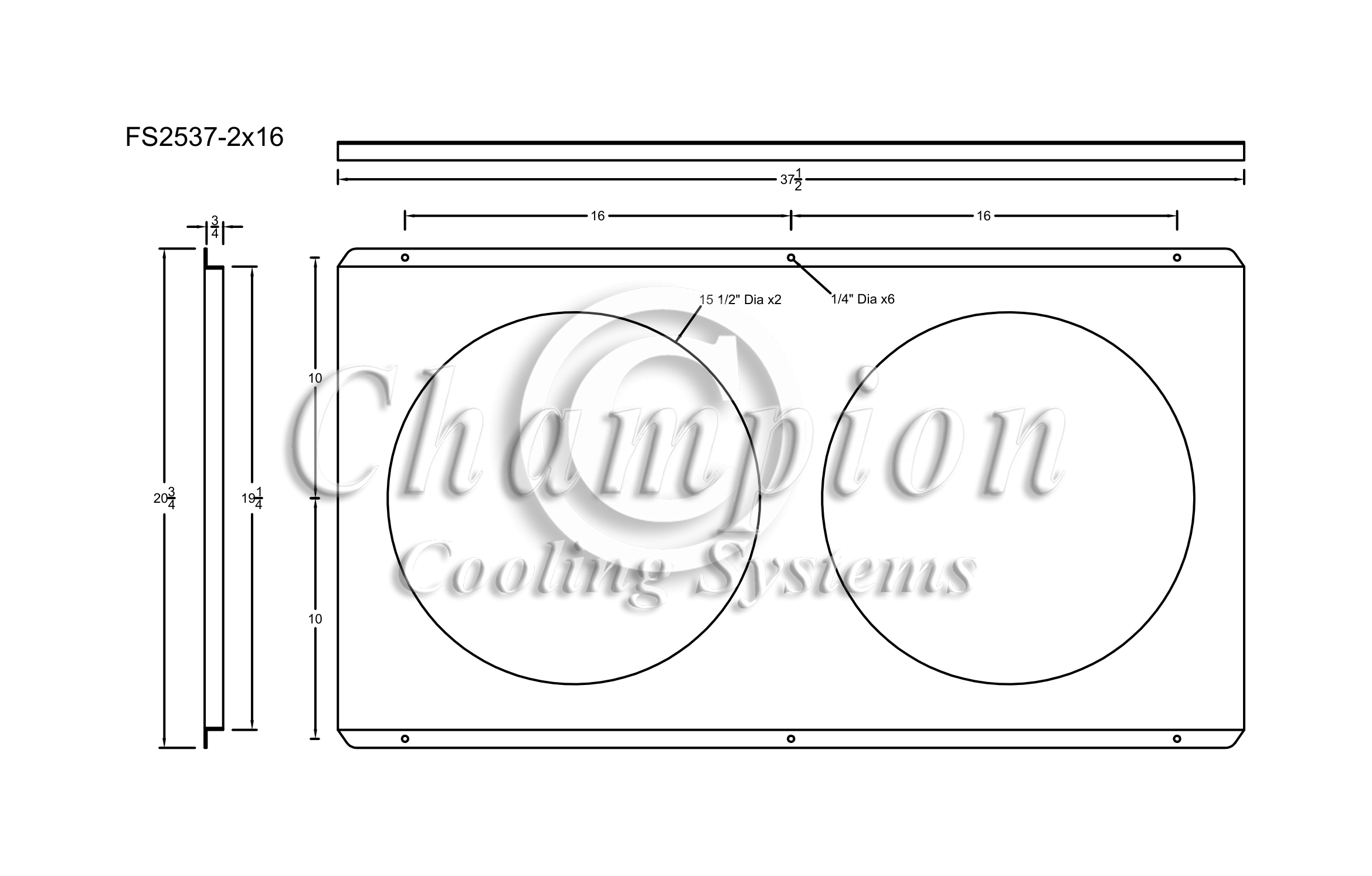 All Aluminum Fan Shroud Fits (2) 16" Fans for CC2537