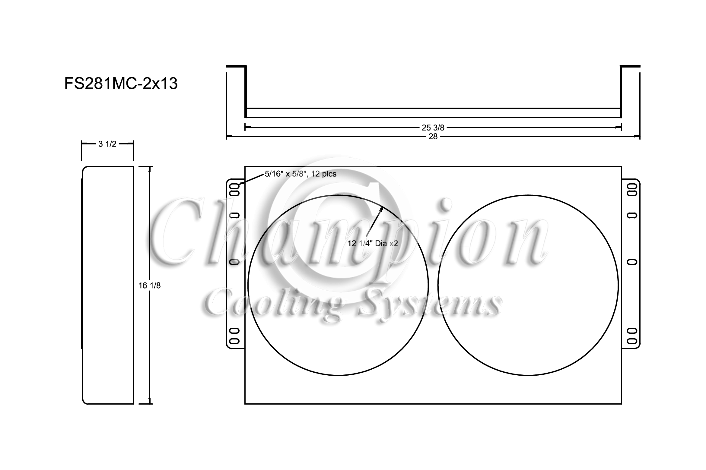 All Aluminum Fan Shroud Fits (2) 12" Fans for MC281