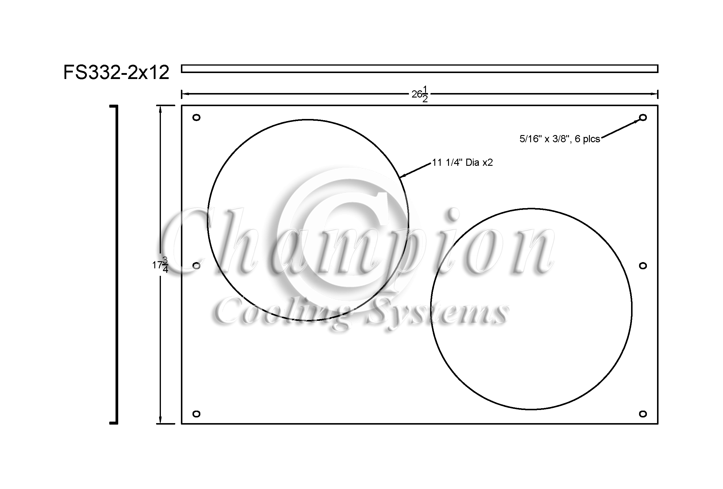 All Aluminum Fan Shroud Fits (2) 12" Fans for CC332, MC332