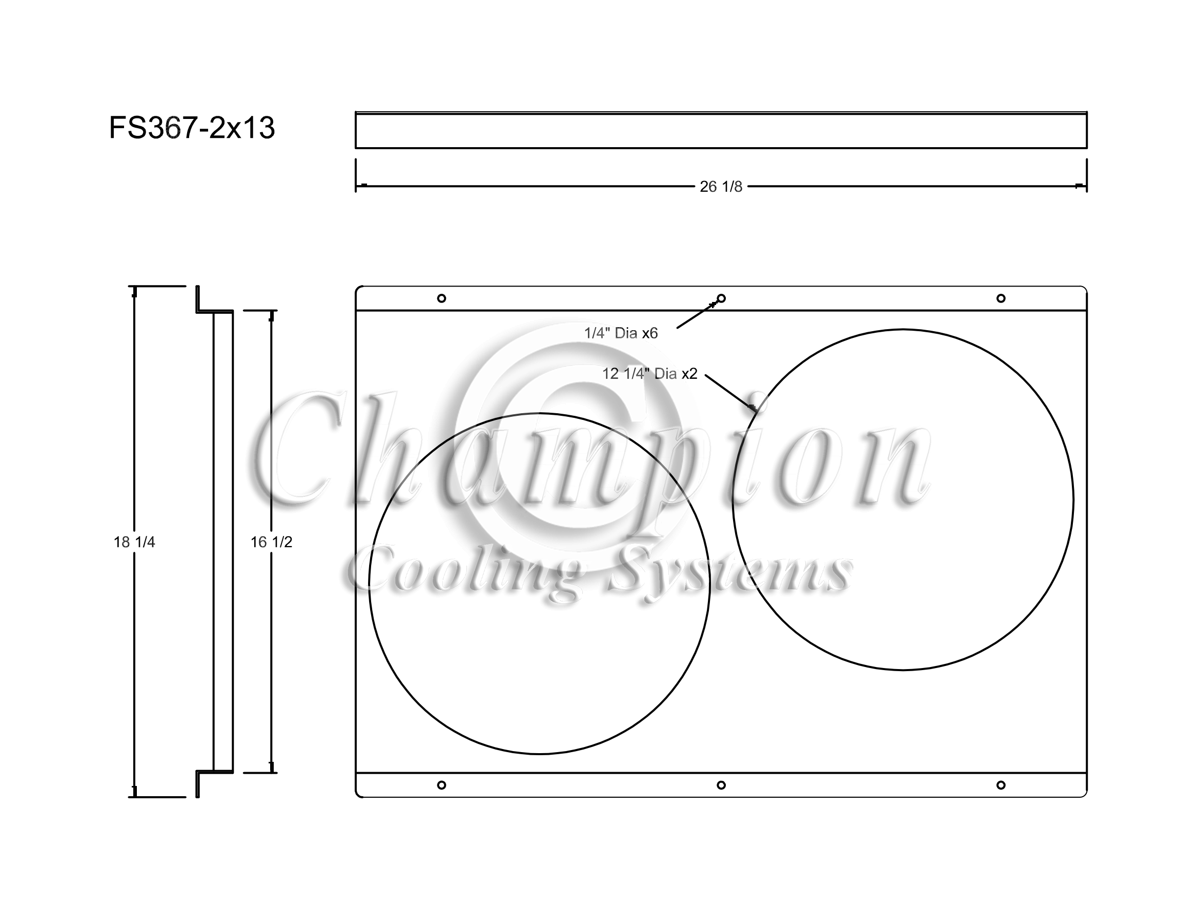 All Aluminum Fan Shroud Fits (2) 13" Fans for CC367
