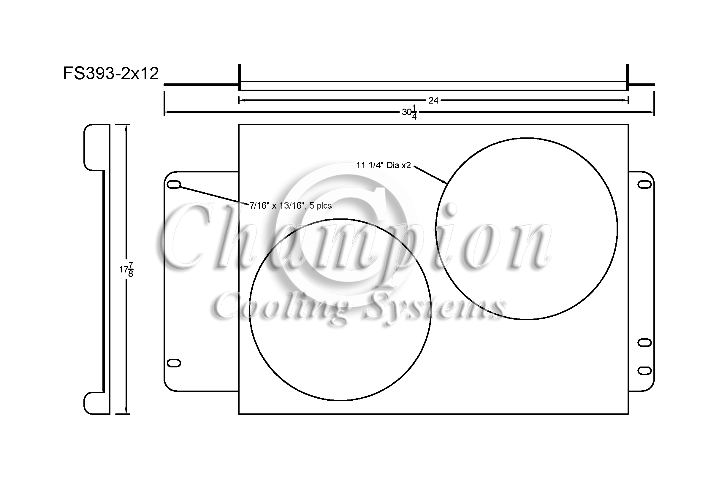 All Aluminum Fan Shroud Fits (2) 12" Fans for CC393