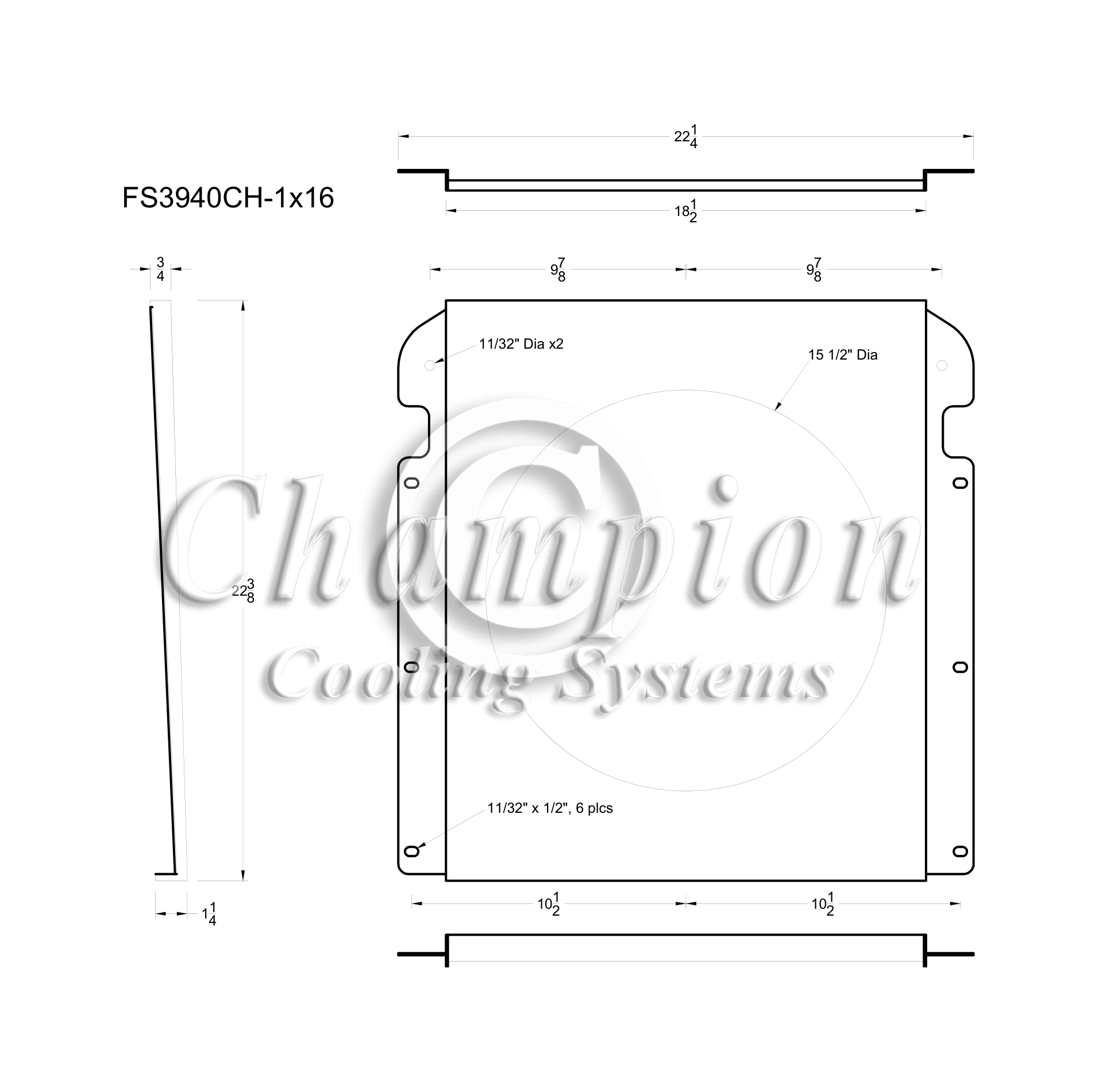All Aluminum Fan Shroud Fits (2) 10" Fans for CC3940CH