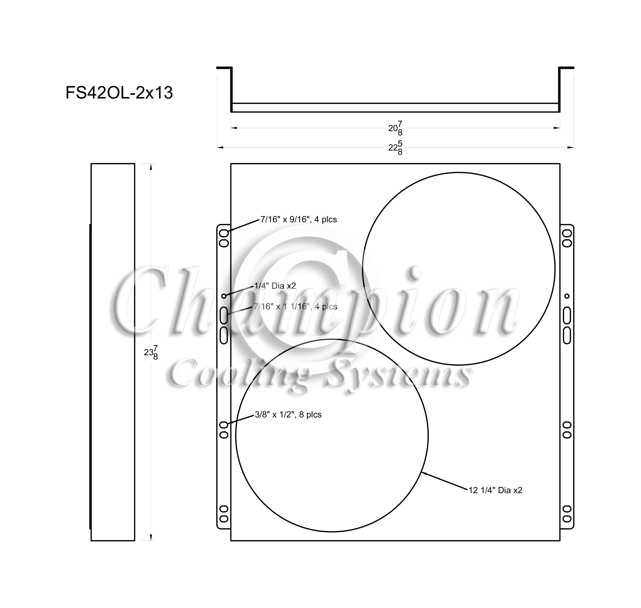 All Aluminum Fan Shroud Fits (2) 13" Fans for CC42OL