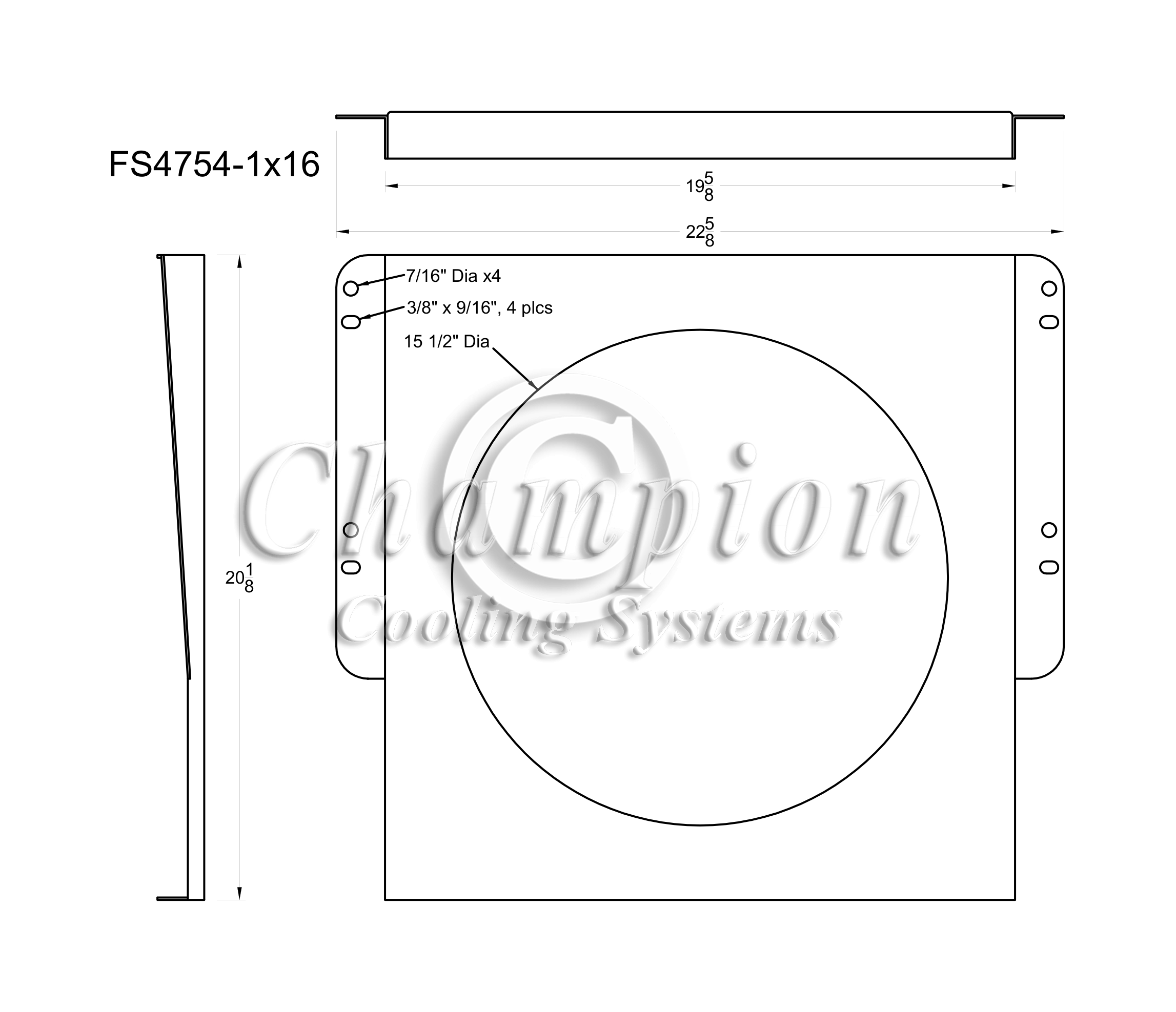 All Aluminum Fan Shroud Fits Single 16" Fan for CC4754