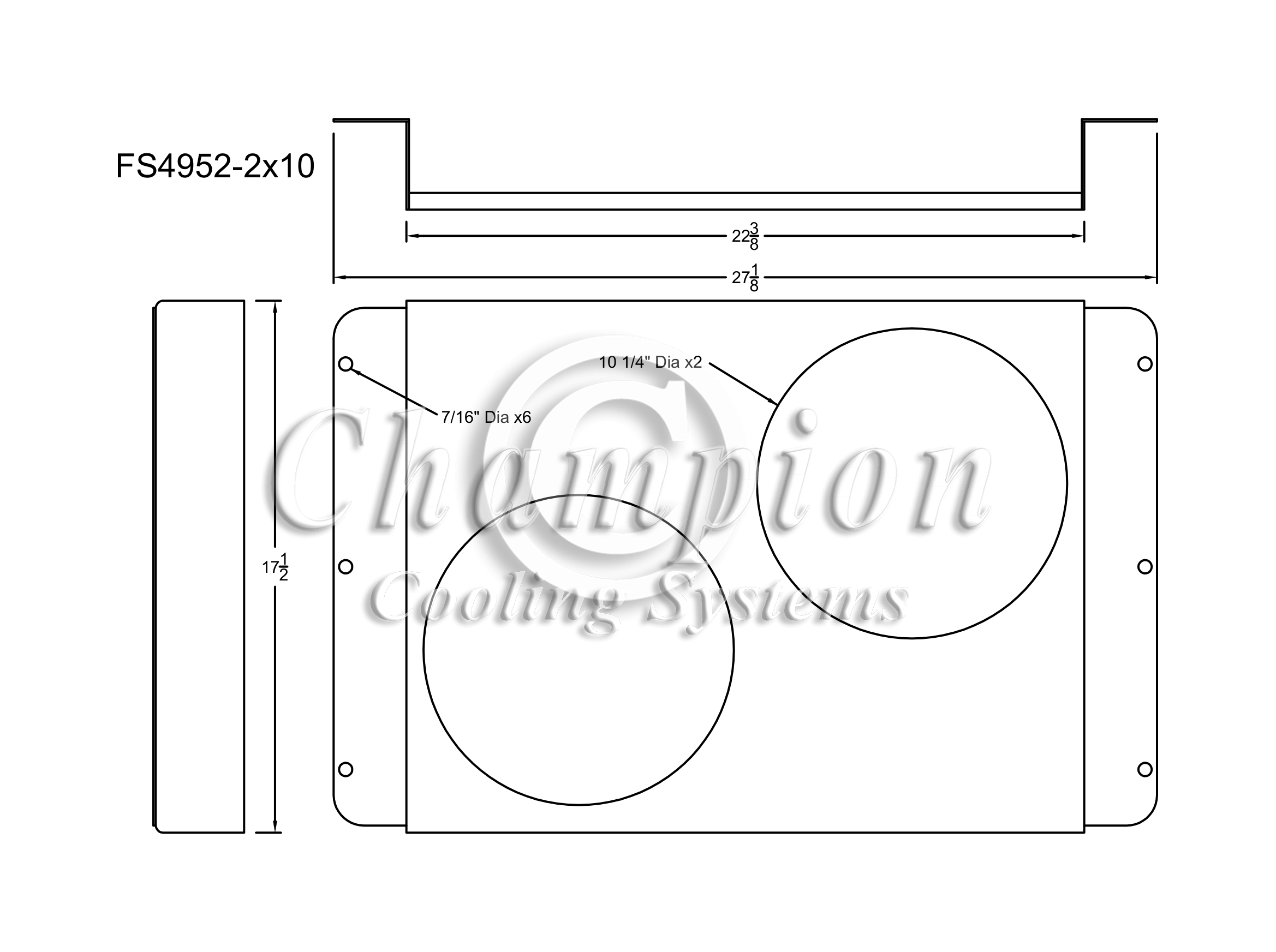 All Aluminum Fan Shroud Fits (2) 10" Fans for CC4952