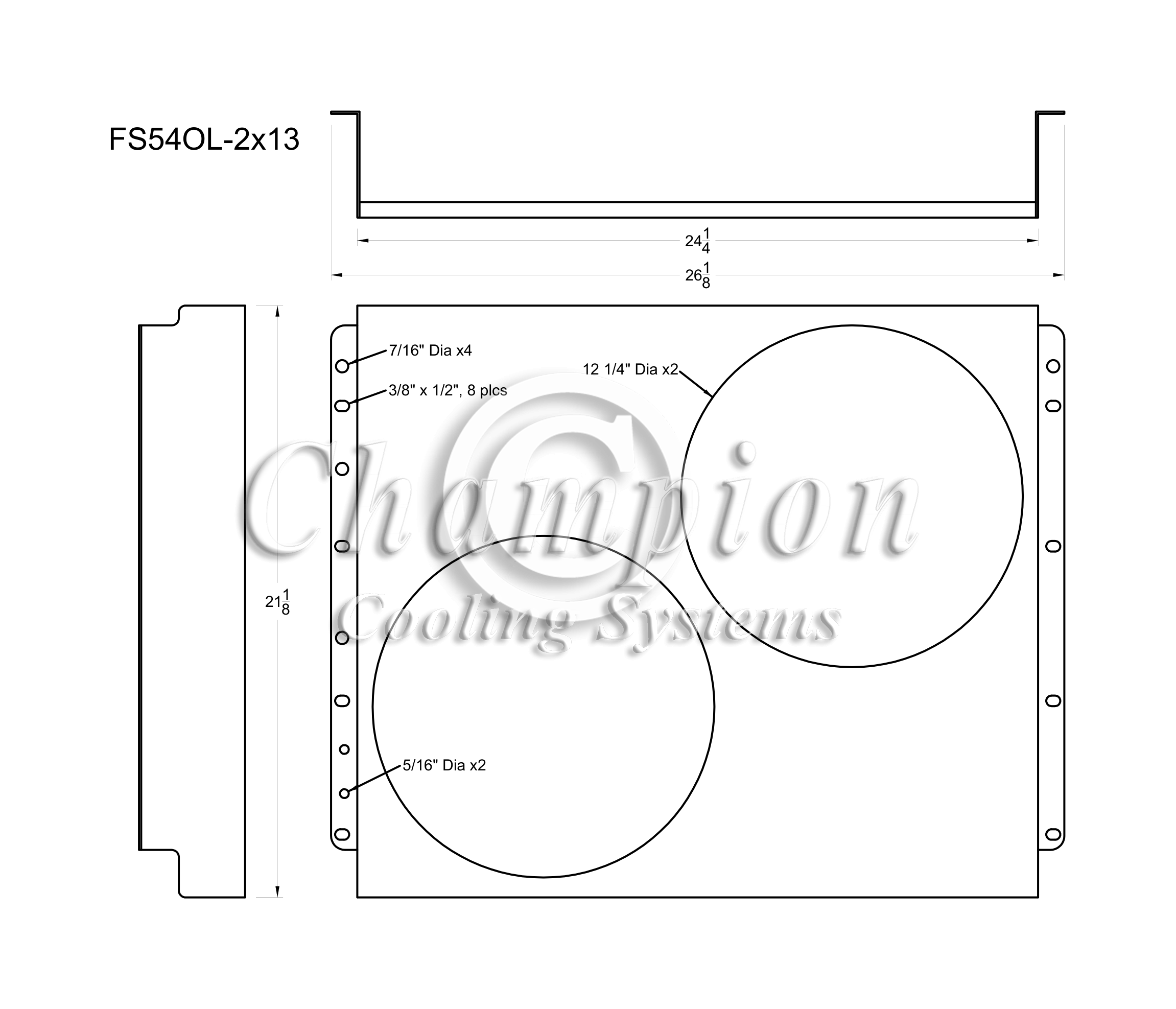 All Aluminum Fan Shroud Fits (2) 13" Fans for CC54OL, CC54OLCH