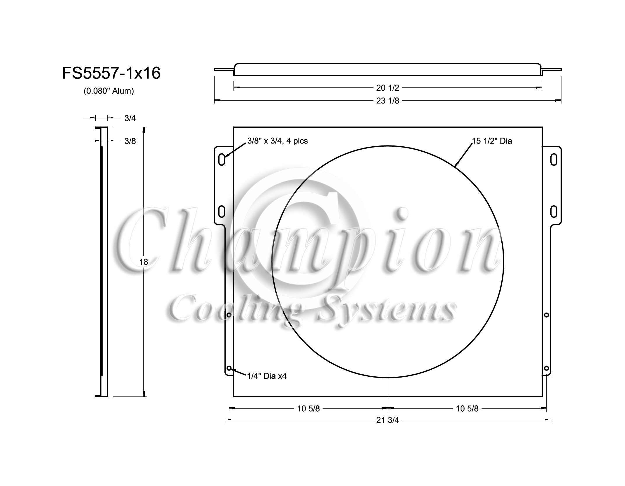 All Aluminum Fan Shroud Single 16" Fan for EC5557, CC5557 (Does not fit MC5557)