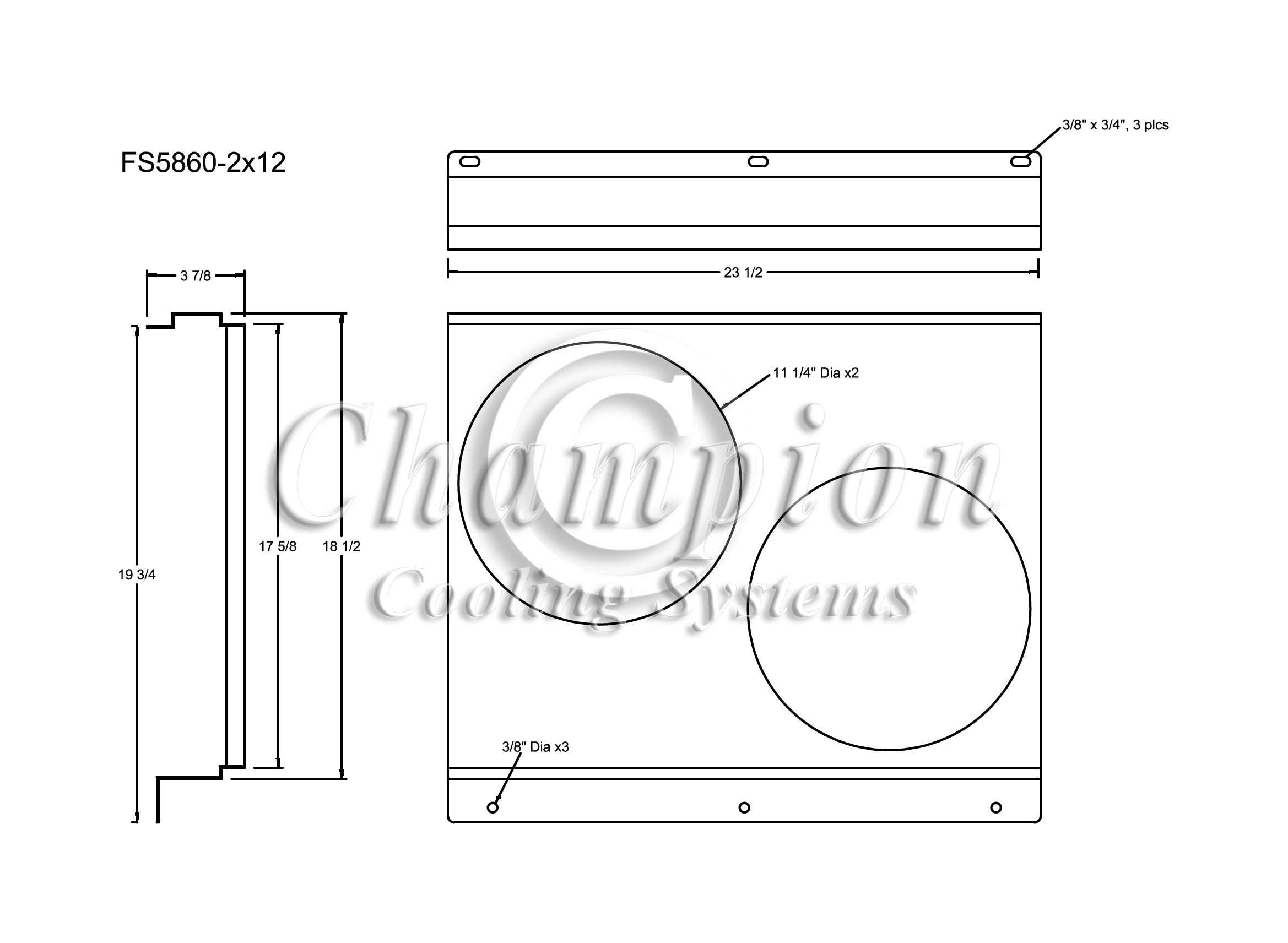 All Aluminum Fan Shroud Fits (2) 12" Fans for CC5860