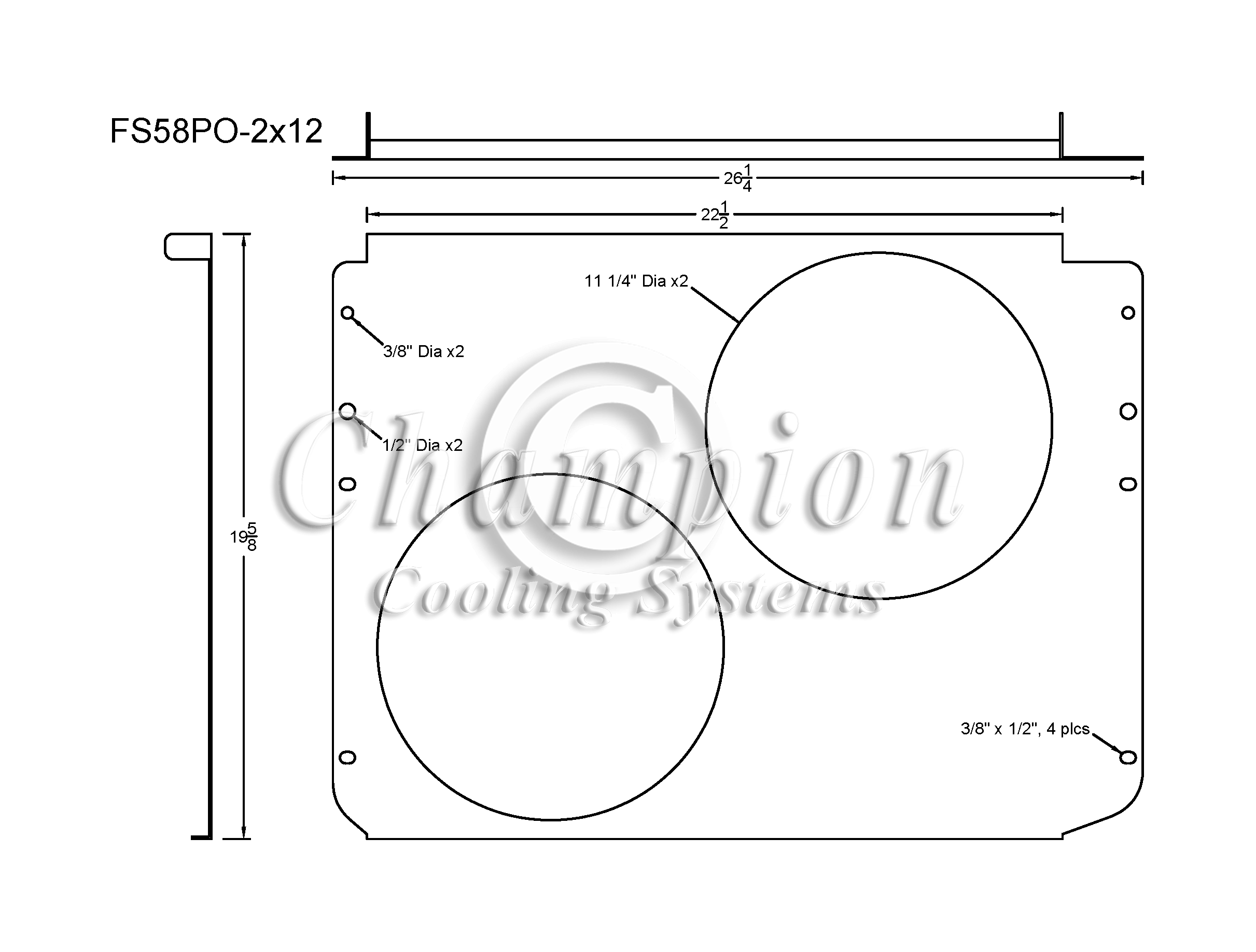 All Aluminum Fan Shroud Fits (2) 12" Fans for CC58PO