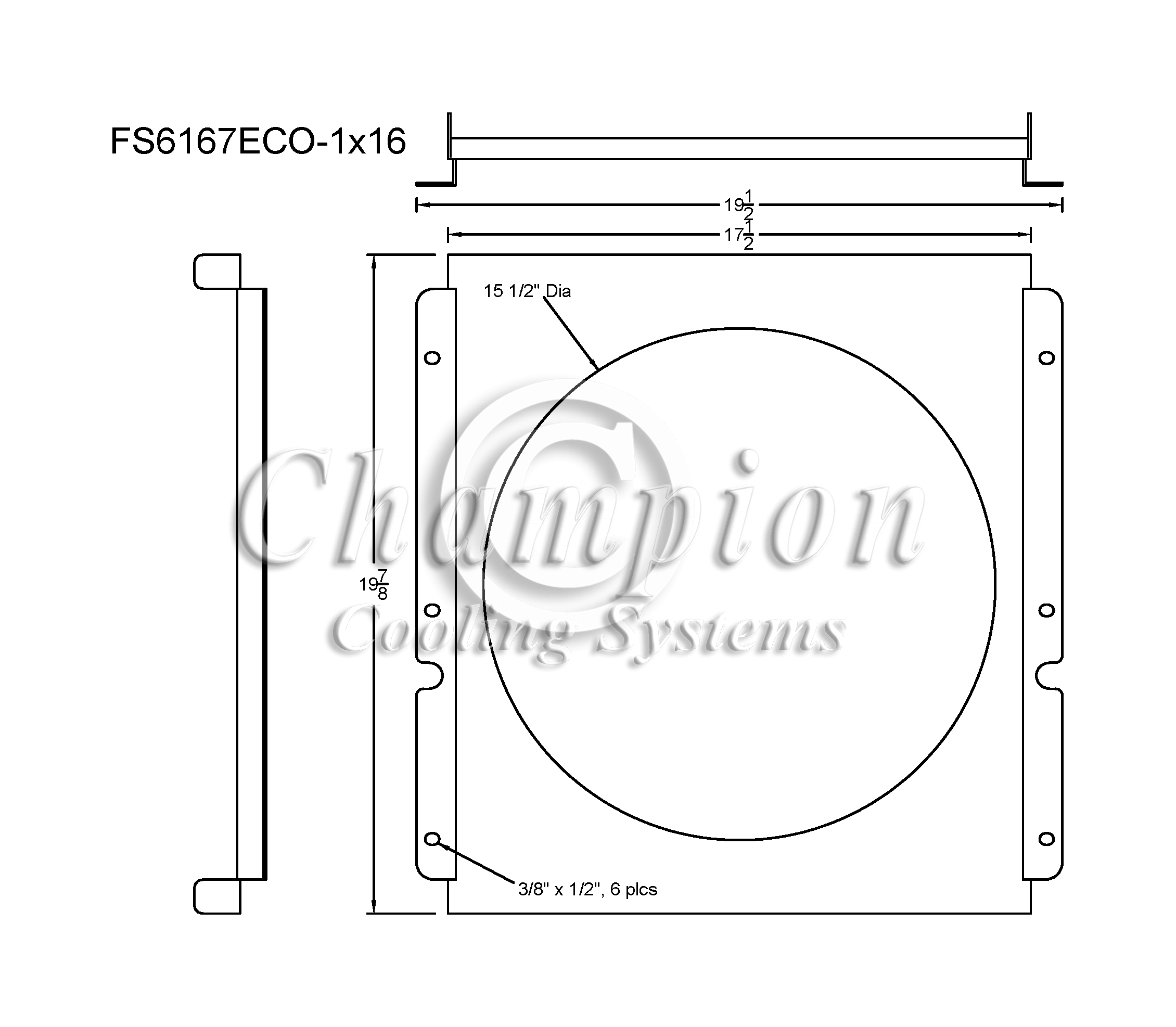 All Aluminum Fan Shroud Fits Single 16" Fan for CC6167ECO
