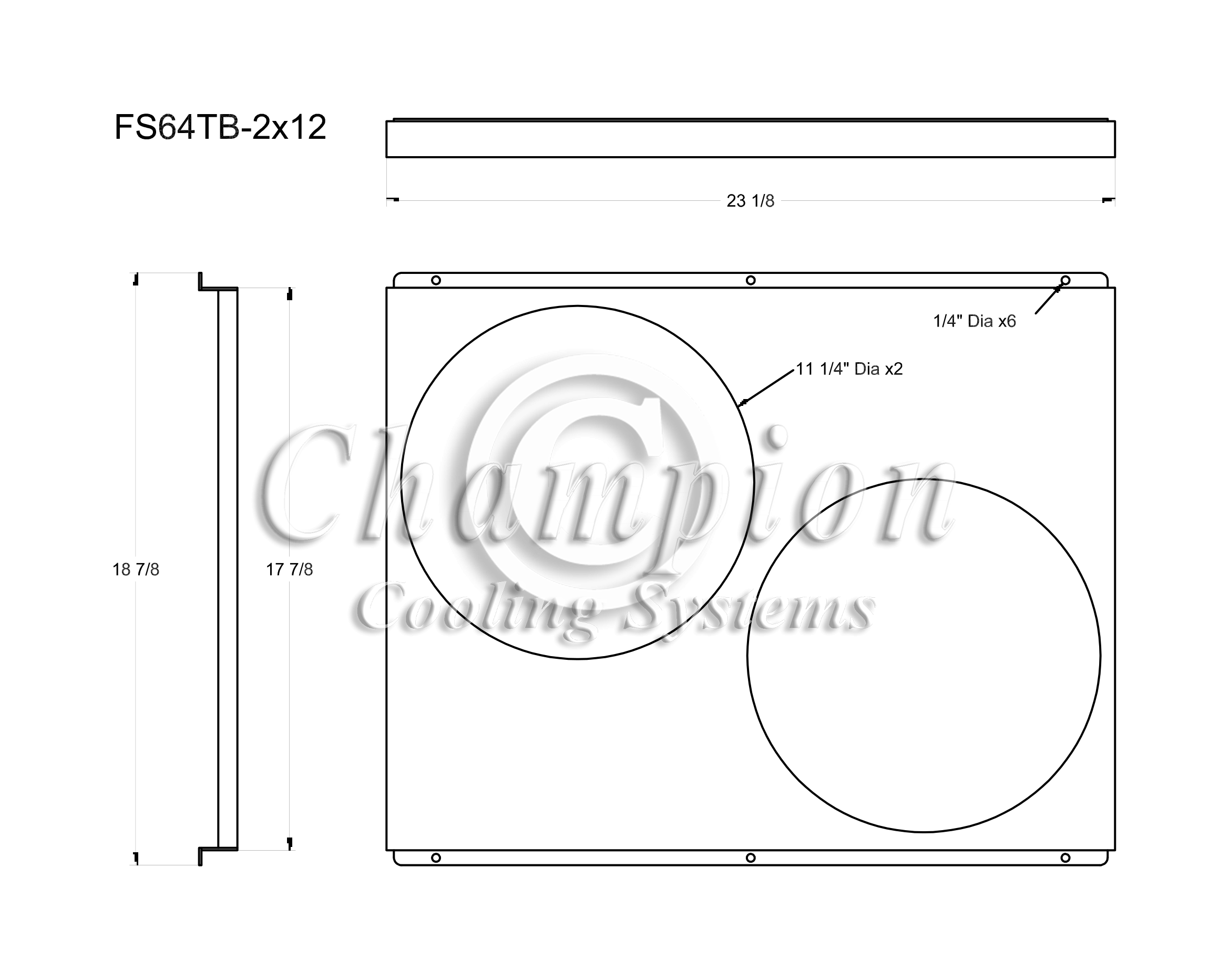 All Aluminum Fan Shroud Fits (2) 12" Fans for CC64TB