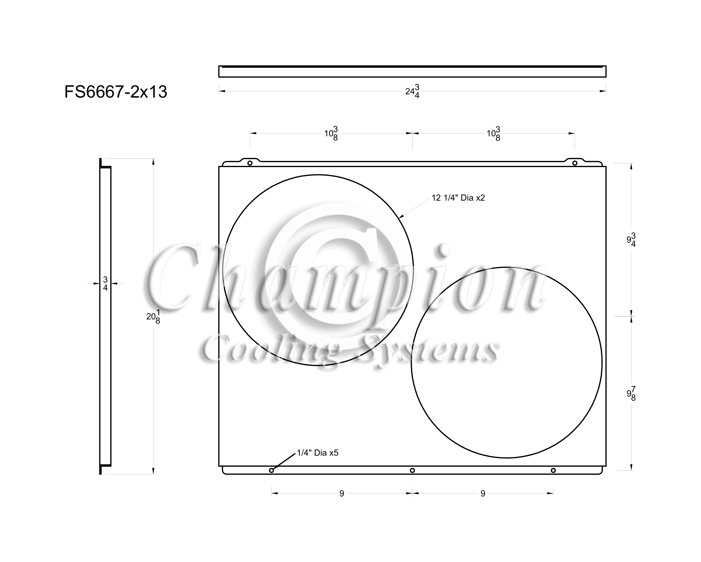 All Aluminum Fan Shroud Fits (2) 13" Fans for CC6667