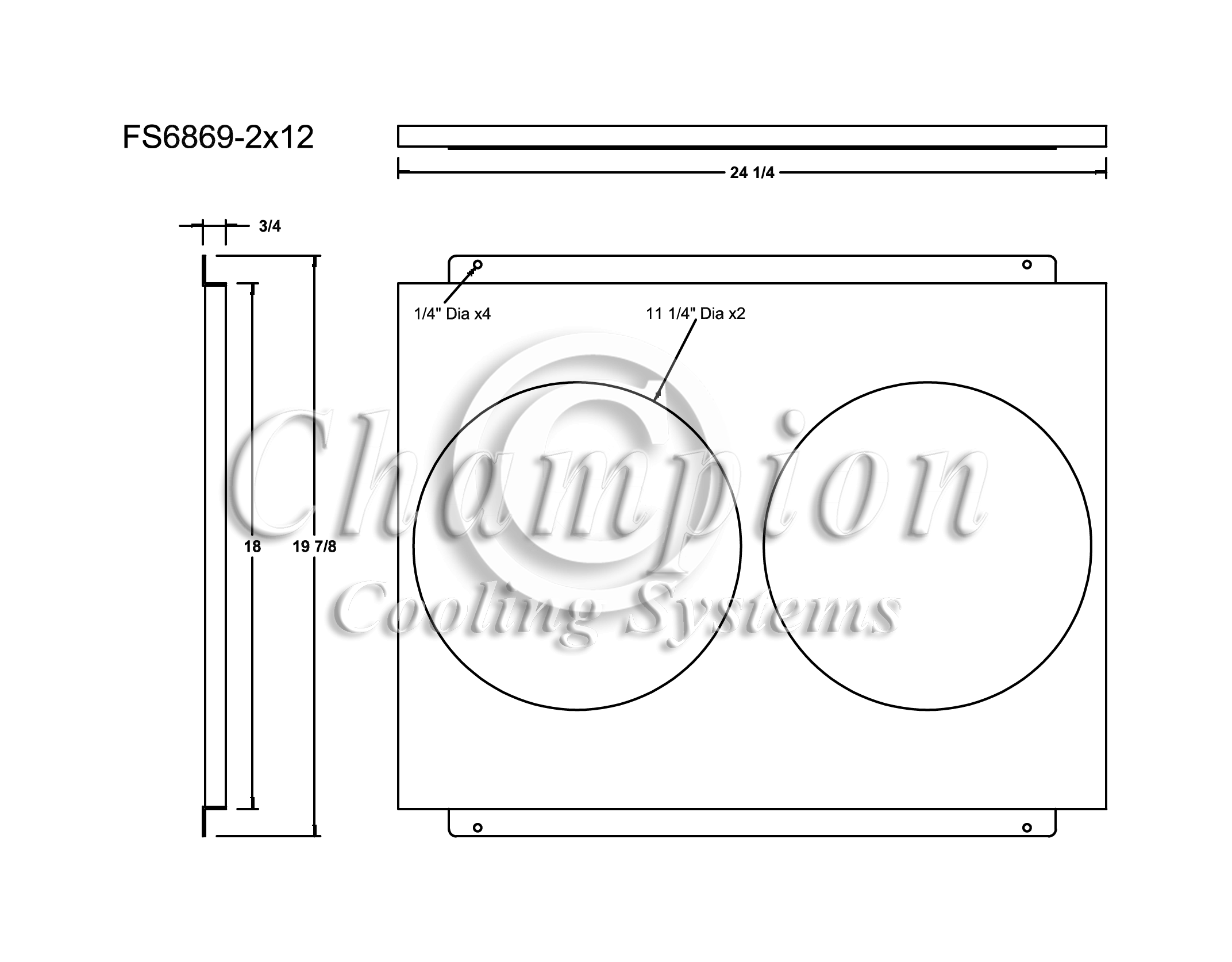 All Aluminum Fan Shroud Fits (2) 12" Fans for CC6869