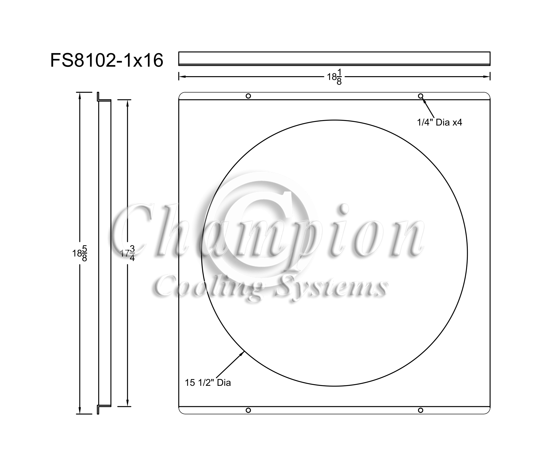 All Aluminum Fan Shroud Fits Single 16" Fan for CC8102
