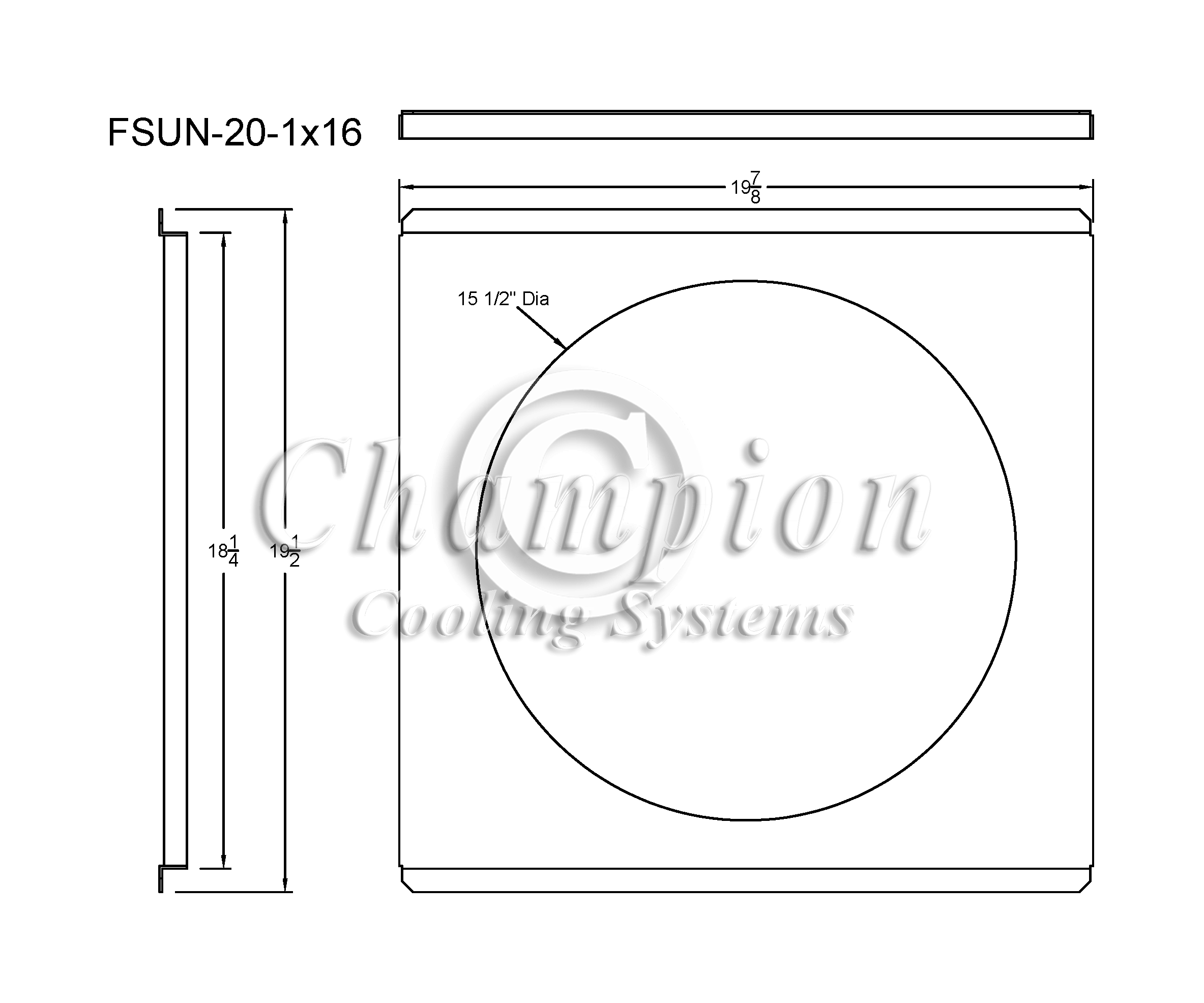 All Aluminum Fan Shroud Fits Single 16" Fan for UN20-CH, UN20-DP, UN20-FD