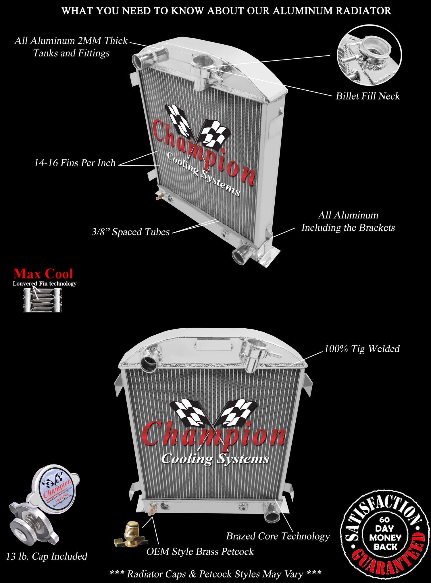 32 Ford with 3" Chop 2 Row all aluminum radiator with Chevy configuration view 5
