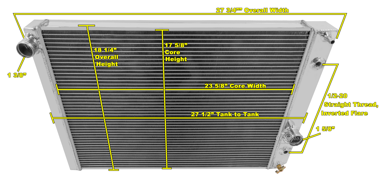 91-96 Corvette 2 row all aluminum radiator view 4