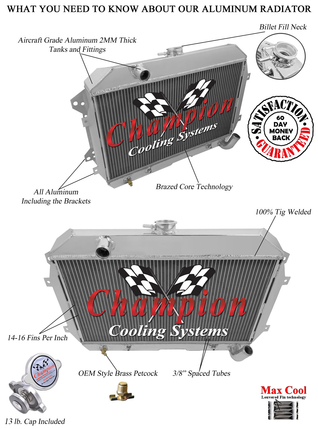 70-75 Datsun 240 and 260Z  2 row all aluminum radiator view 3