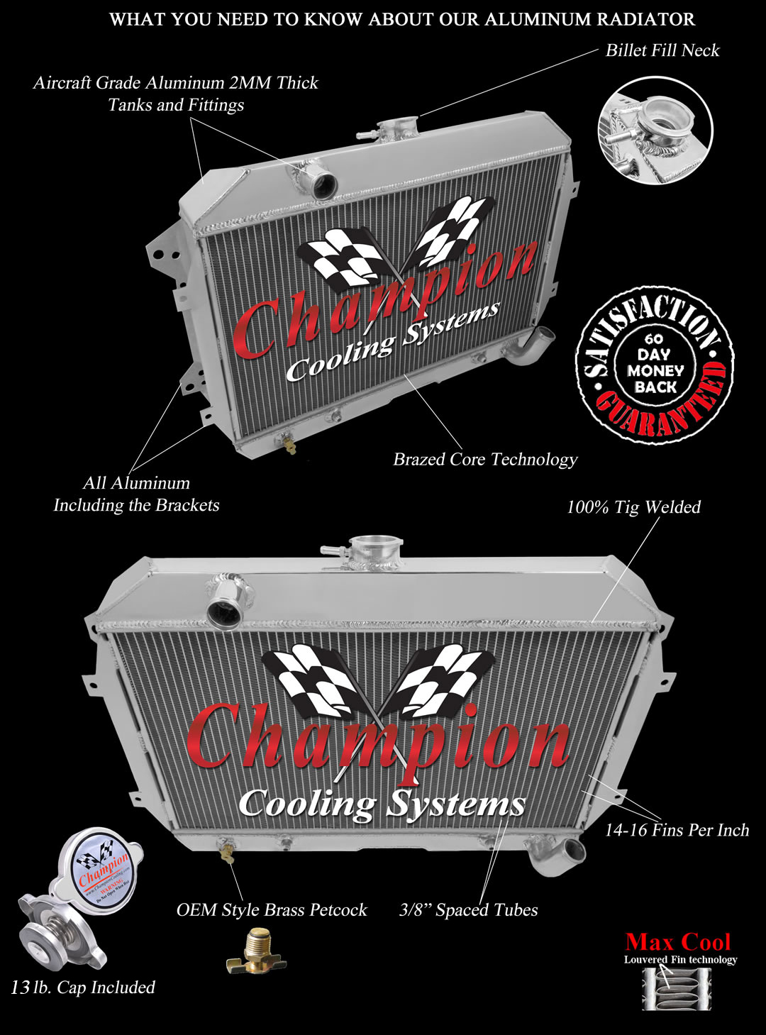 70-75 Datsun 240 and 260Z  2 row all aluminum radiator view 5