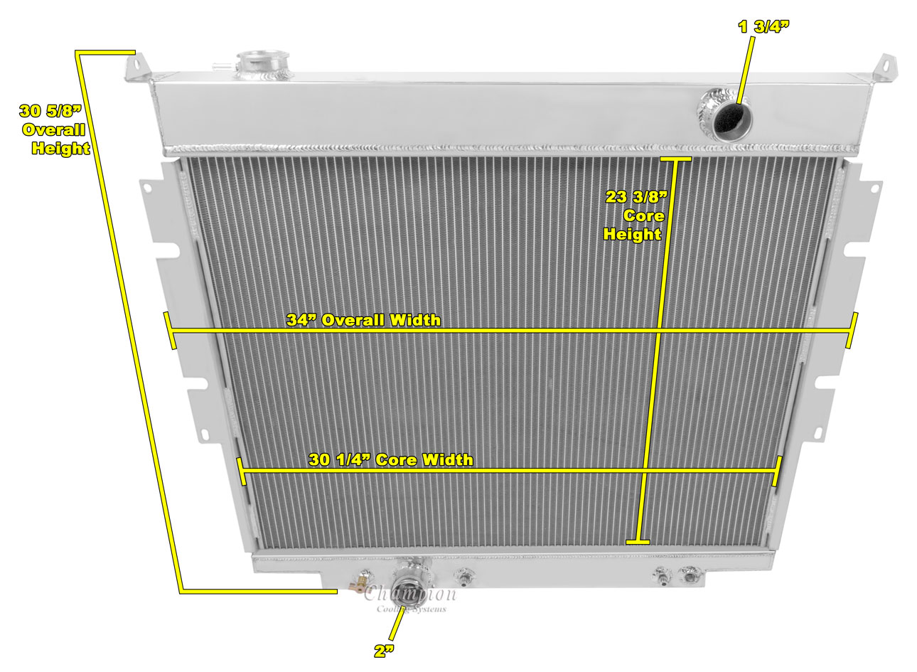 83-94 F-Series Pickups with Diesel engines 2 row all aluminum radiators view 4