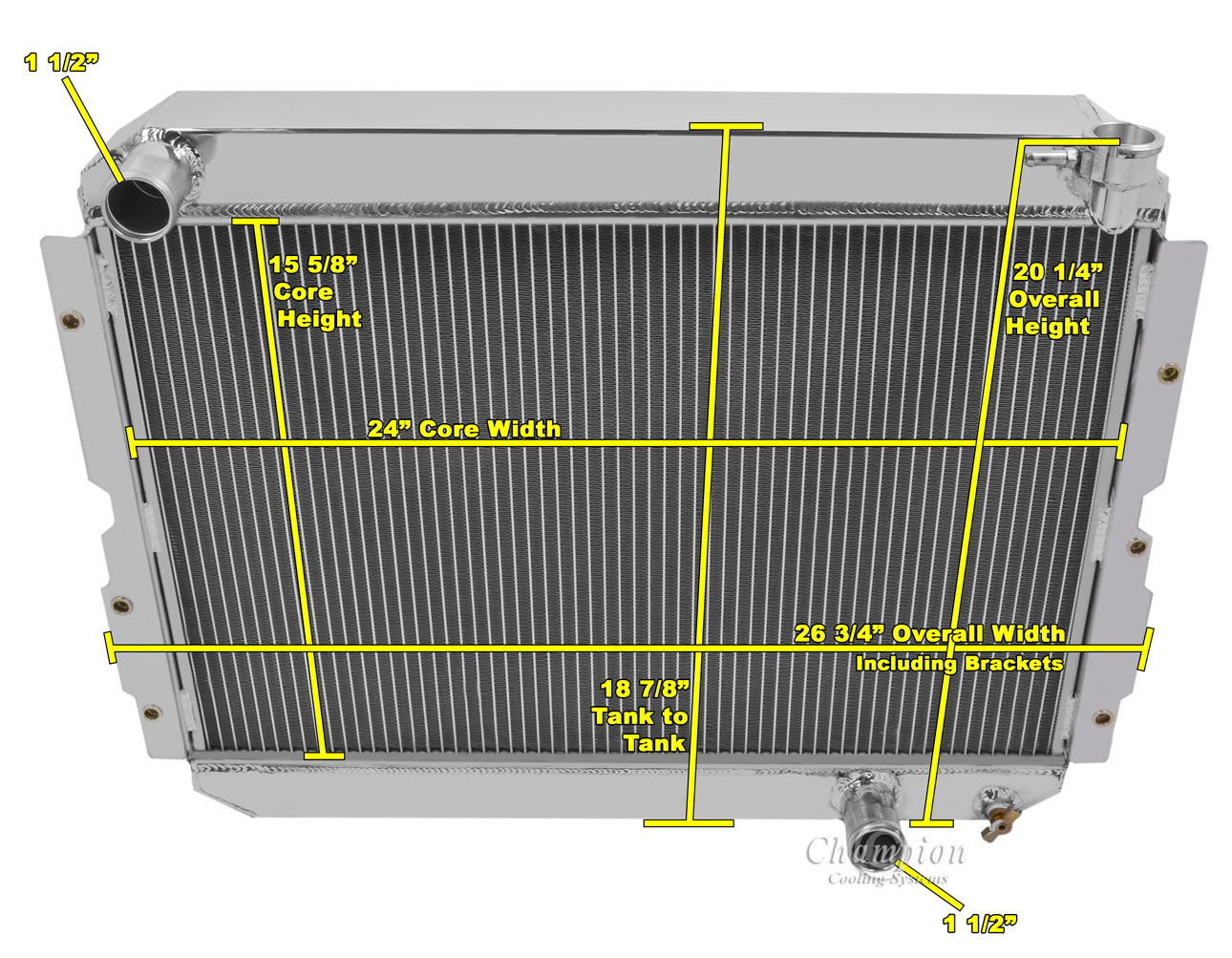 1981-1990 Toyota Land Cruiser 2 Row All Aluminum Radiator view 4
