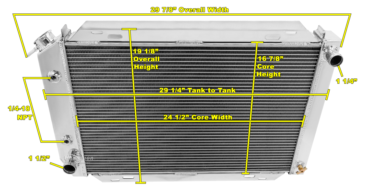 79-93 Ford Mustang 2 row all aluminum radiator view 4