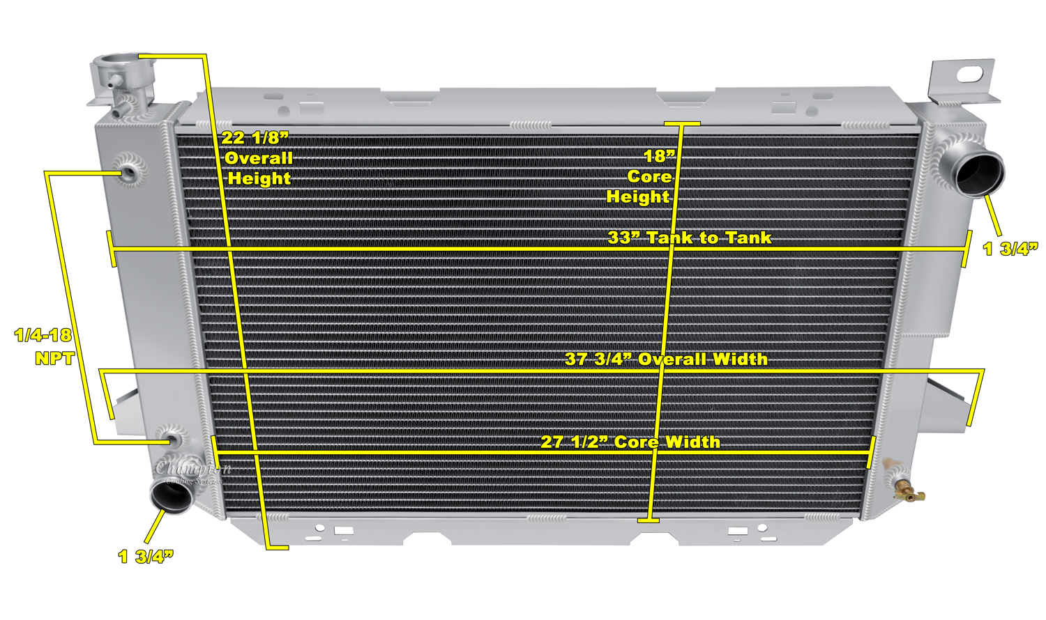 85-97 F-Series 2 row all aluminum radiator view 4