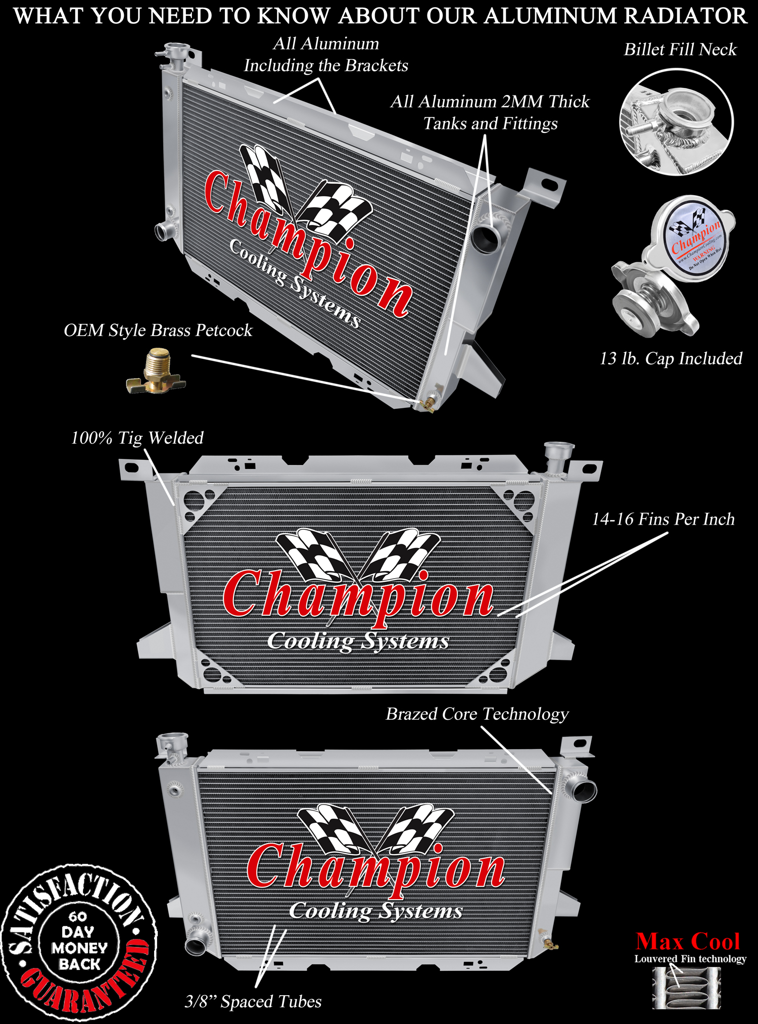 85-97 F-Series 2 row all aluminum radiator view 5