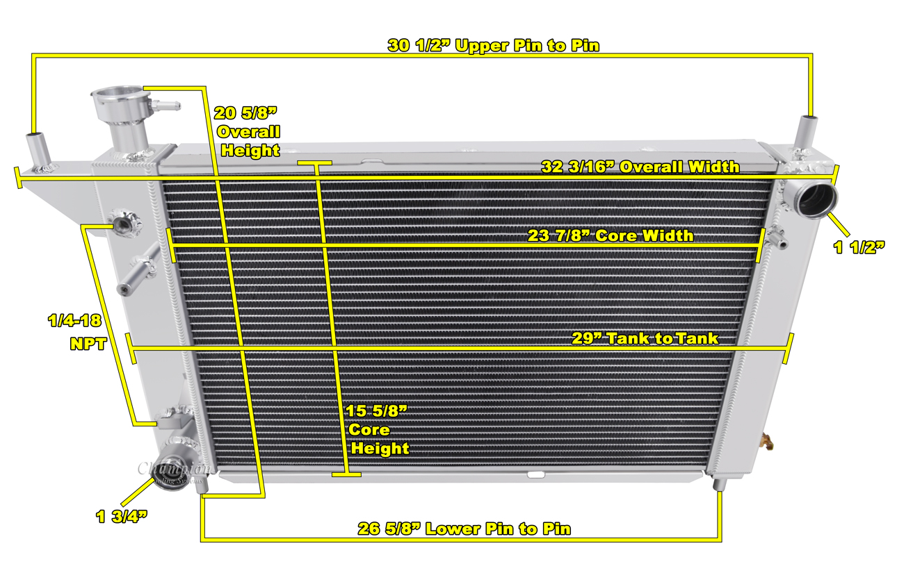 94-96 Ford Mustang 2 Row all aluminum radiator view 4