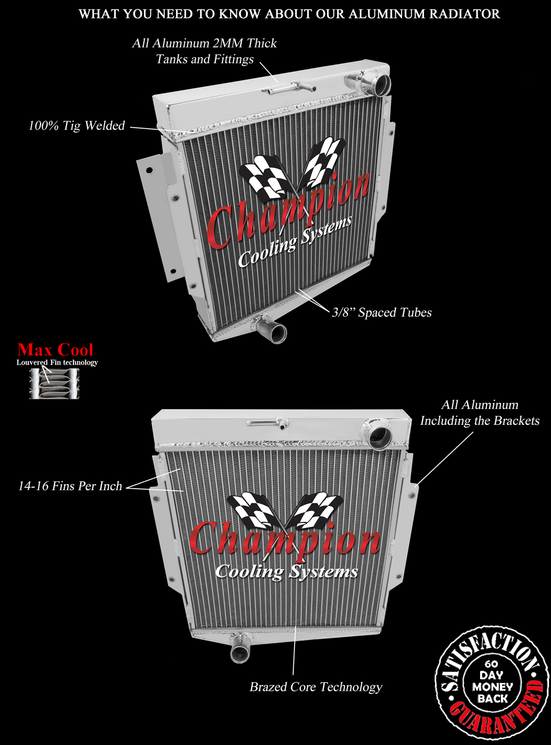 63-69 Datsun Fairlady 2 row all aluminum radiator view 5