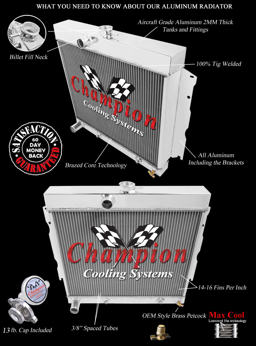 66 Dart 22" Core 2 row all aluminum radiator view 5