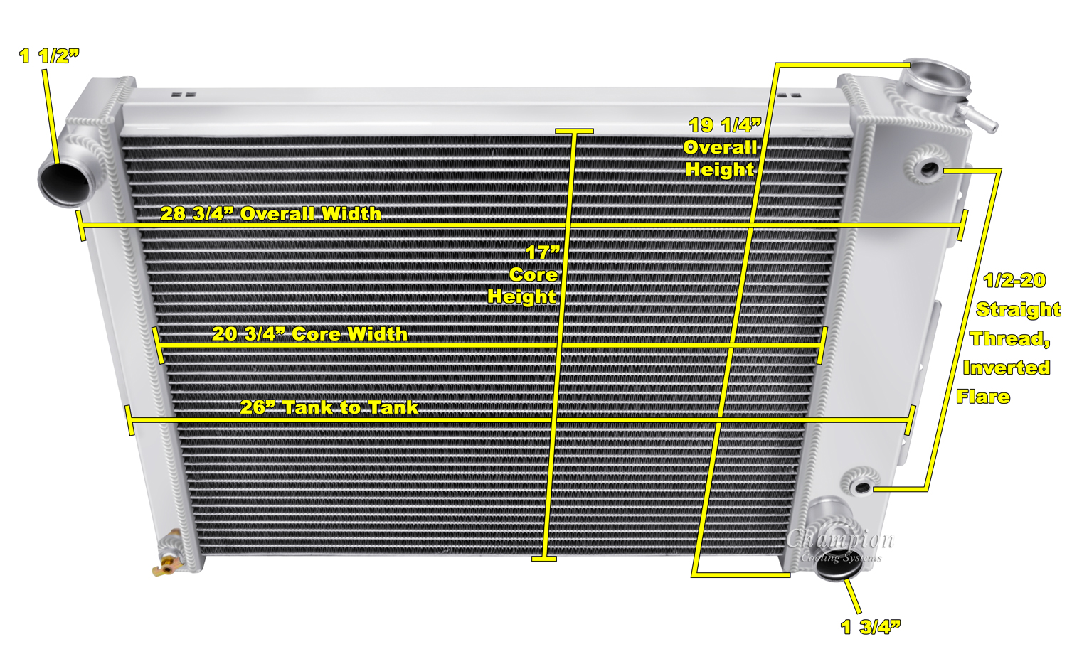67-69 Camaro/Firebird "Small Block" 2 Row all aluminum radiator view 4