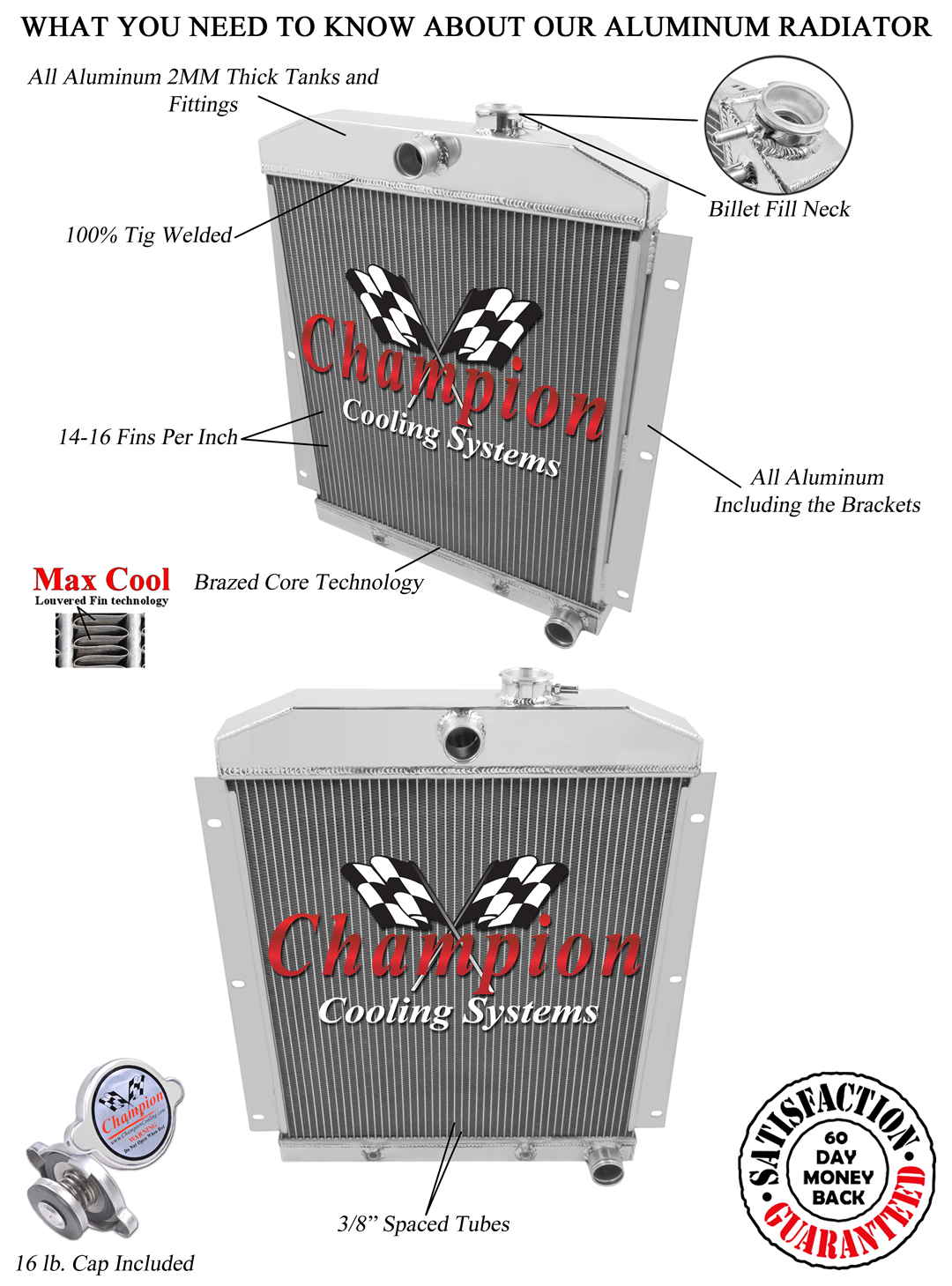 49-54 Chevy Pickup aluminum radiator view 3