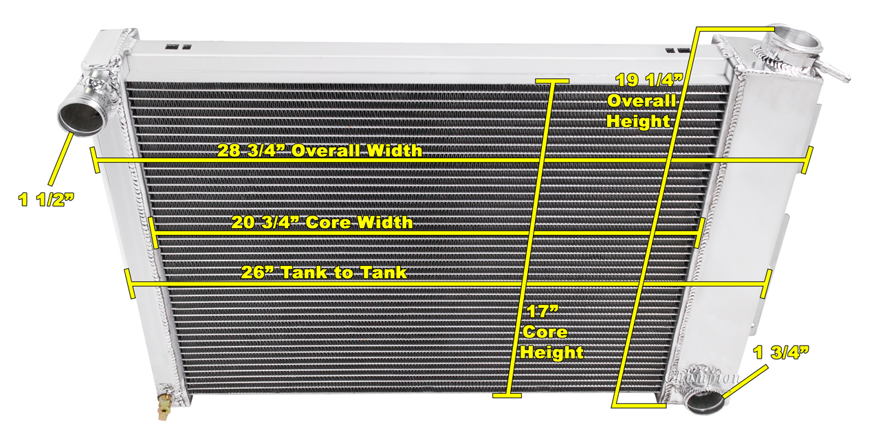 CC337B with no trans-cooler 3 Row All Aluminum Radiator view 4