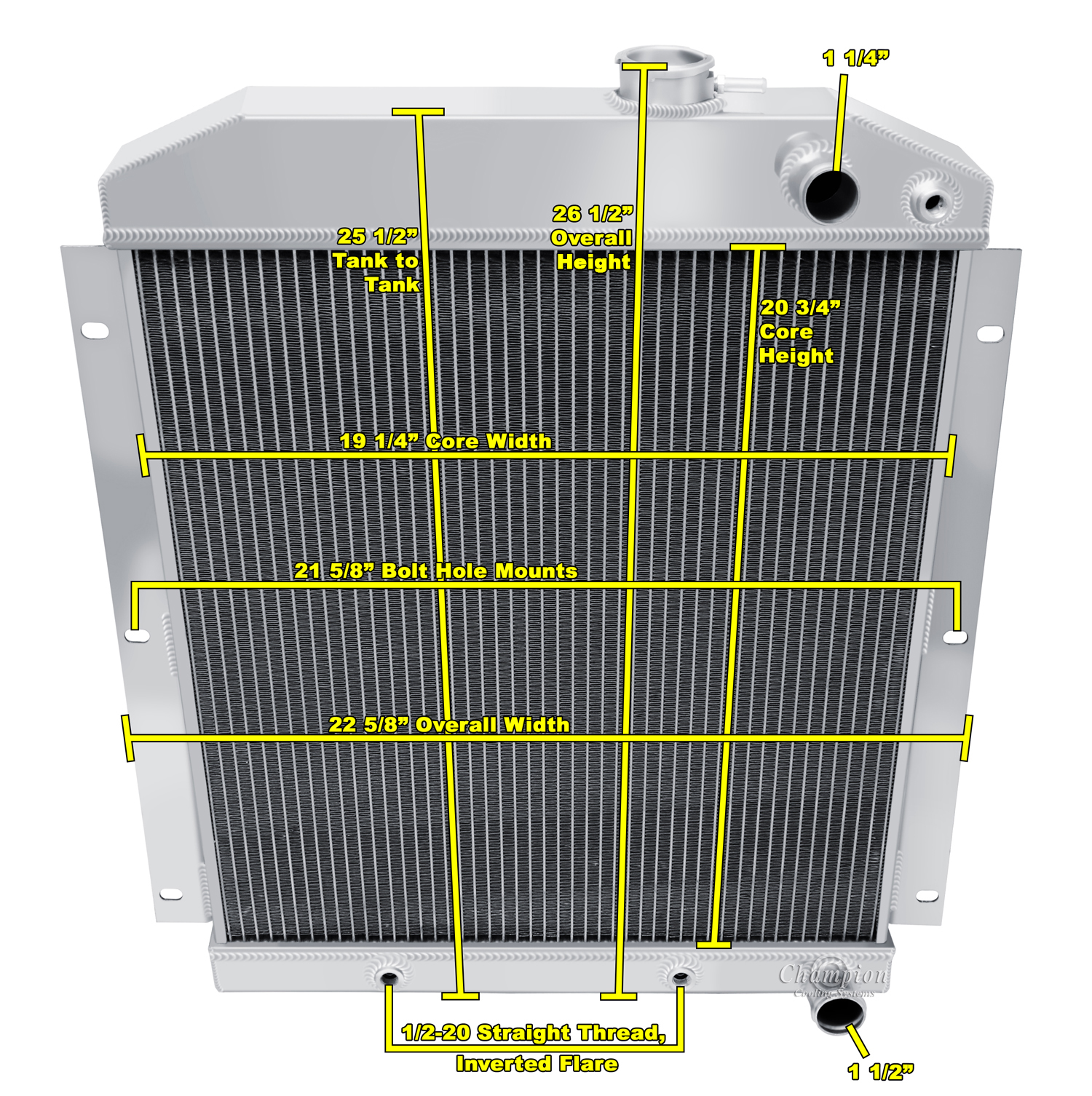 49-54 Chevy Truck (Downflow LS Swap) 3 Row Aluminum Radiator view 5
