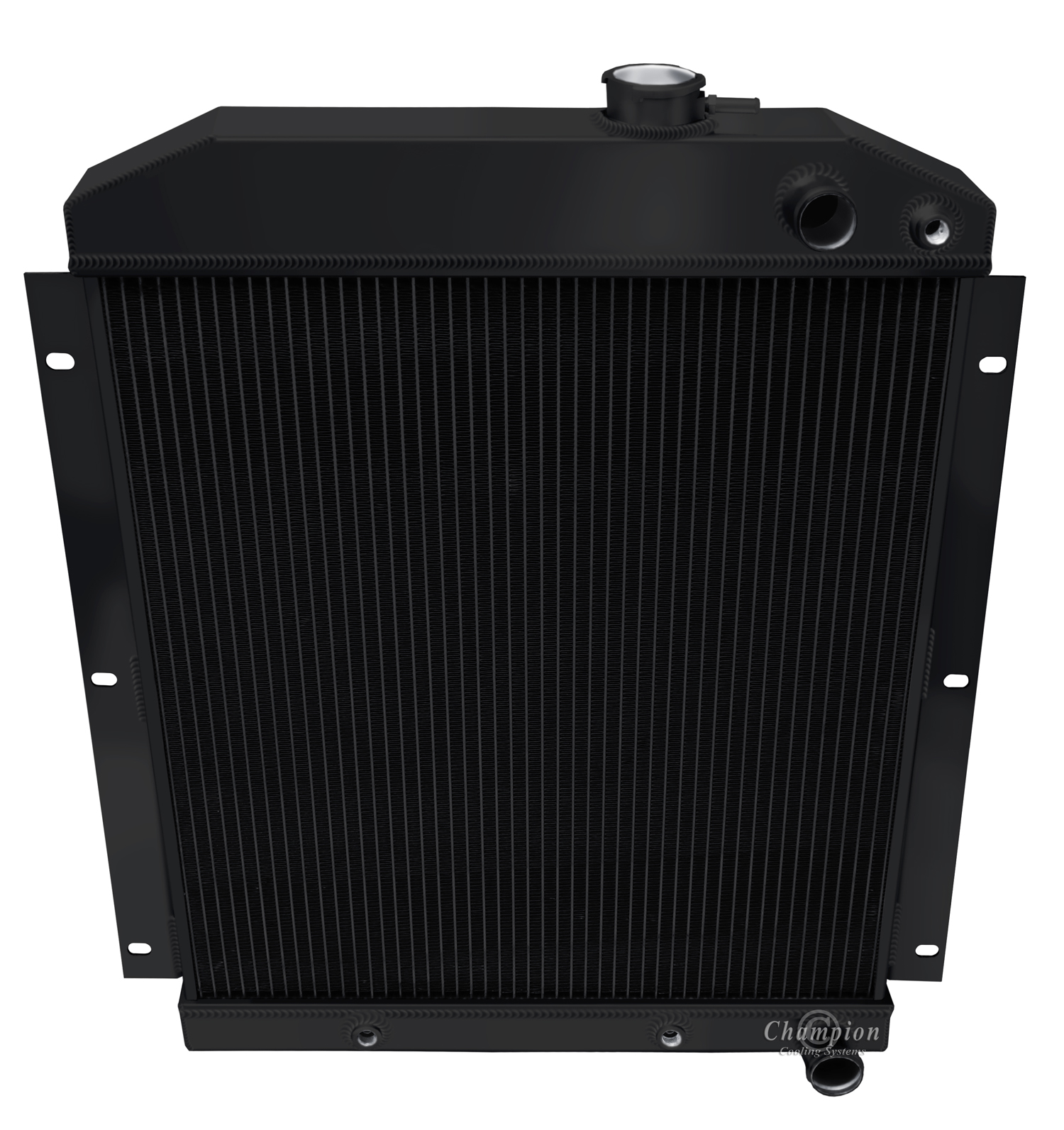 49-54 Chevy Truck (Downflow LS Swap) 3 Row Aluminum Radiator (Black Aluminum)