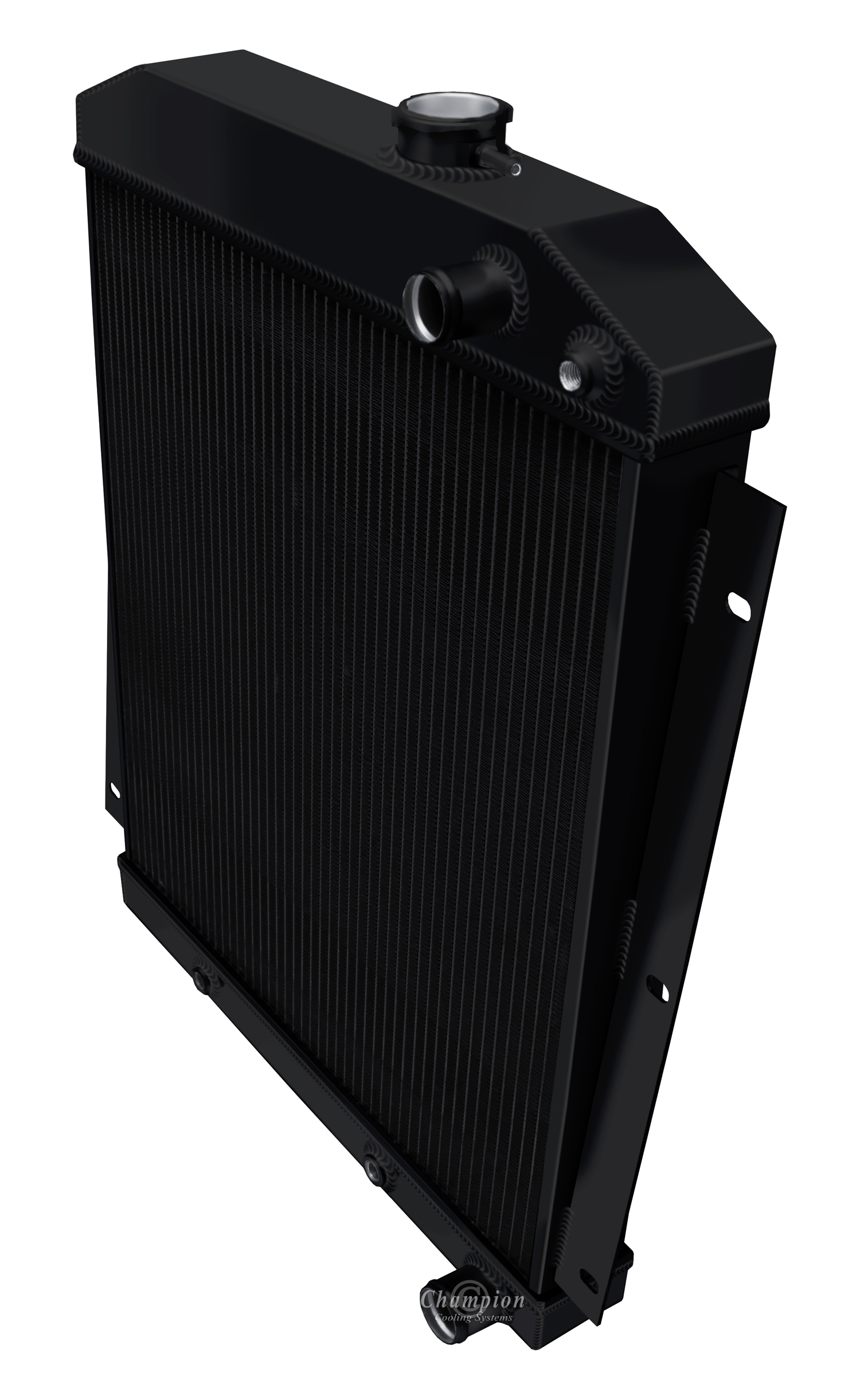 49-54 Chevy Truck (Downflow LS Swap) 3 Row Aluminum Radiator (Black Aluminum) view 2