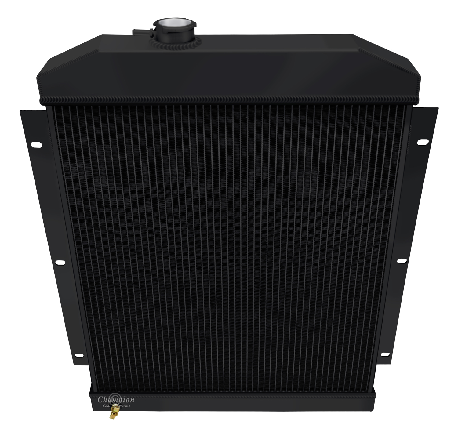 49-54 Chevy Truck (Downflow LS Swap) 3 Row Aluminum Radiator (Black Aluminum) view 4