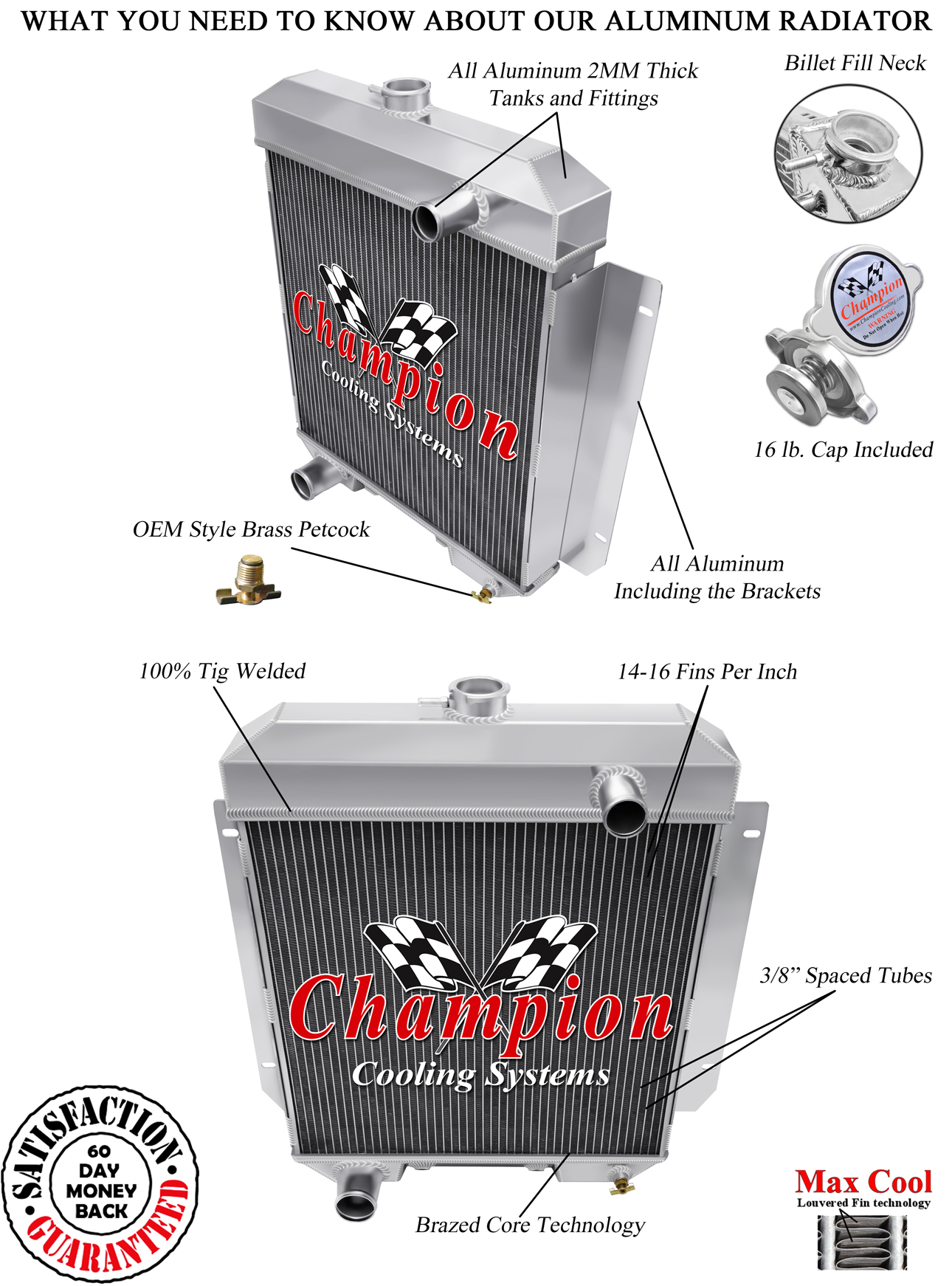 3 Row All Aluminum Radiator For 55-56 Mercury view 3