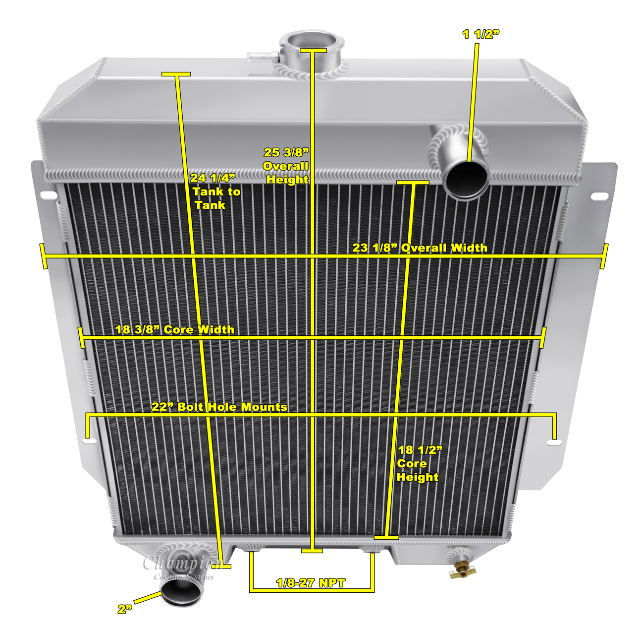 3 Row All Aluminum Radiator For 55-56 Mercury view 4