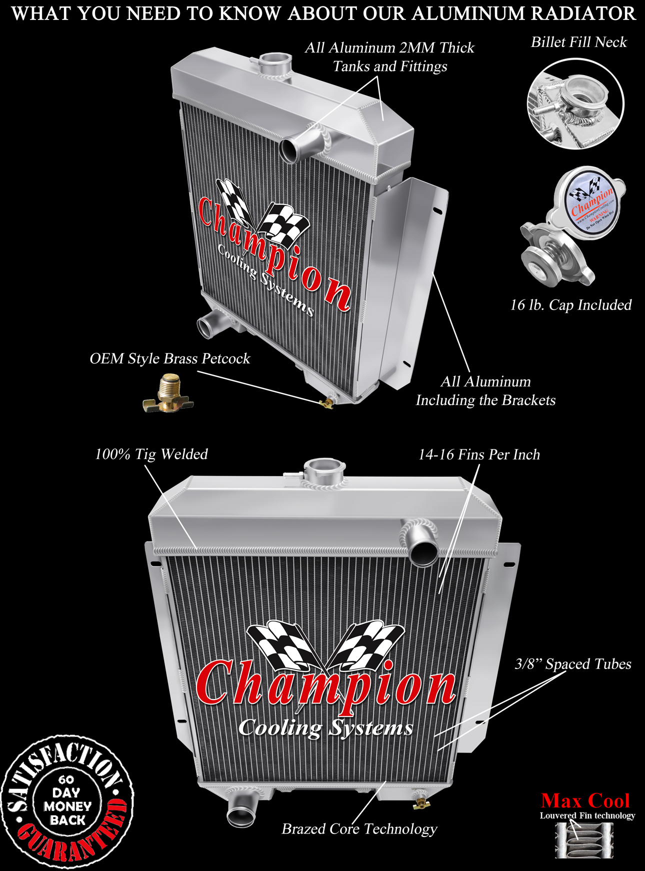 3 Row All Aluminum Radiator For 55-56 Mercury view 5