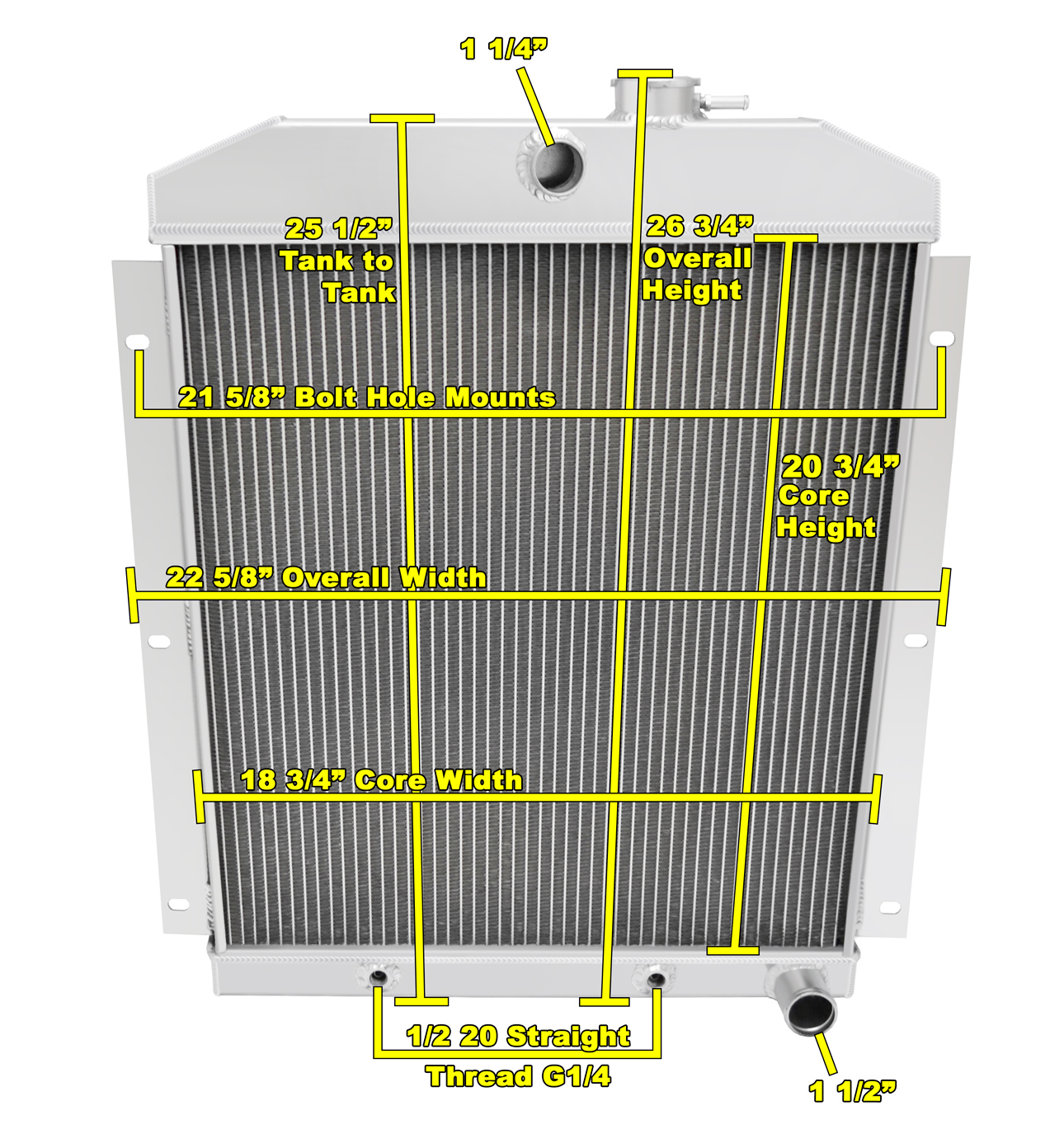 49-54 Chevy Truck 2 Row All Aluminum Radiator For 6Cyl view 5