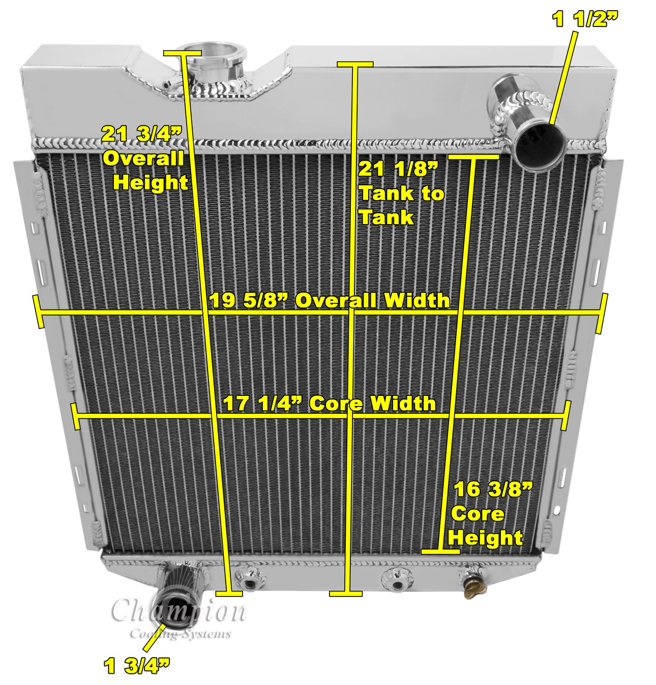 65-66 Ford Mustang 4 Row All Aluminum Radiator view 4