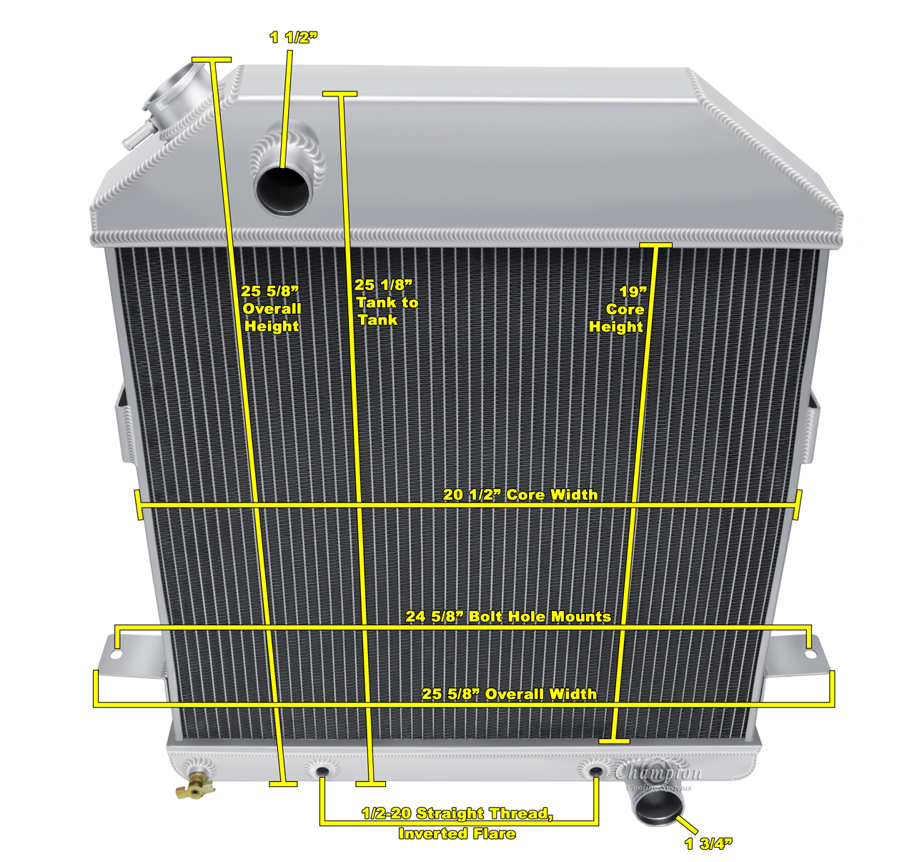 1939-41 Ford And Mercury Passenger Cars Chevy Configuration 4 Row All Aluminum Radiator view 4